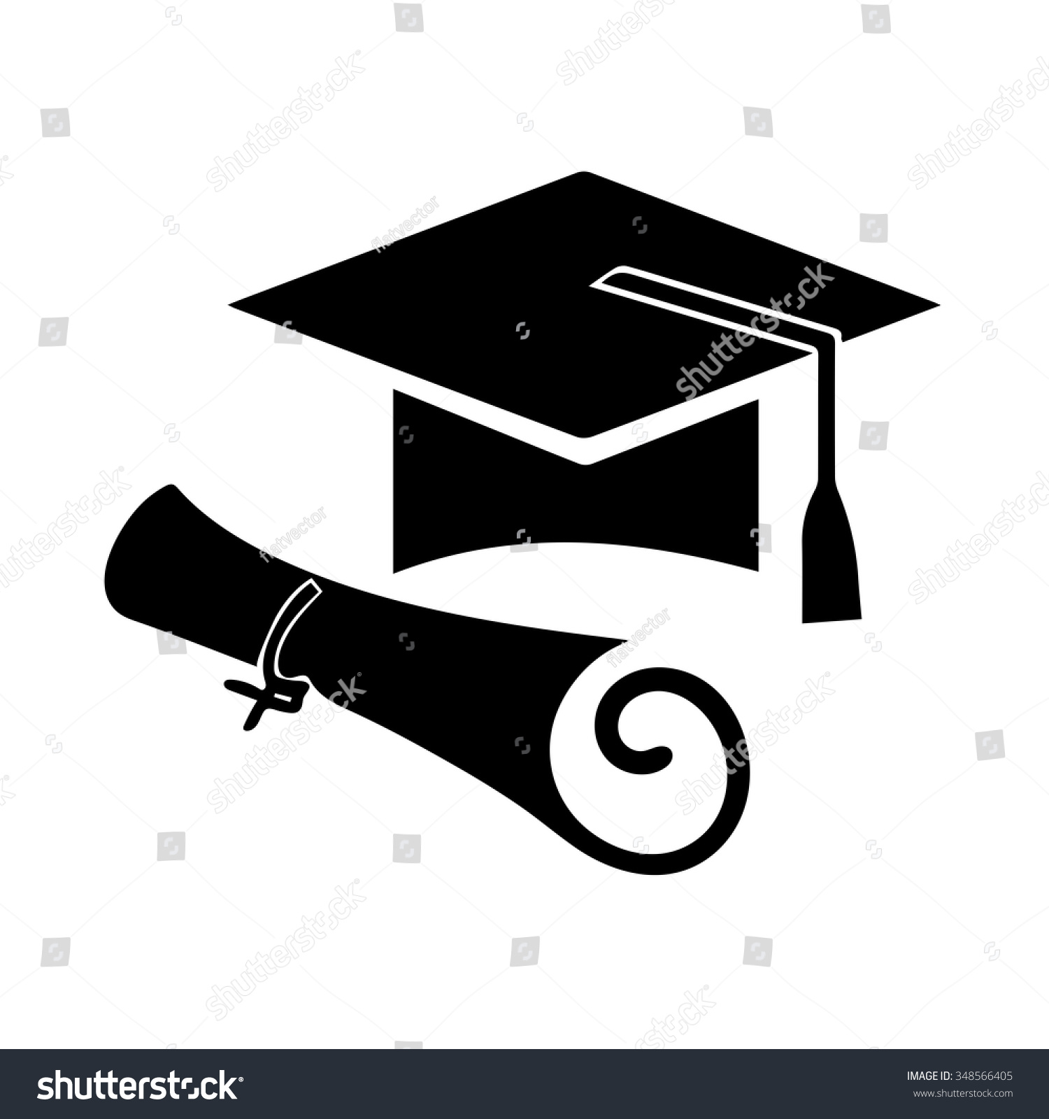 Graduation Cap Certificate Icon Stock Vector (Royalty Free) 348566405