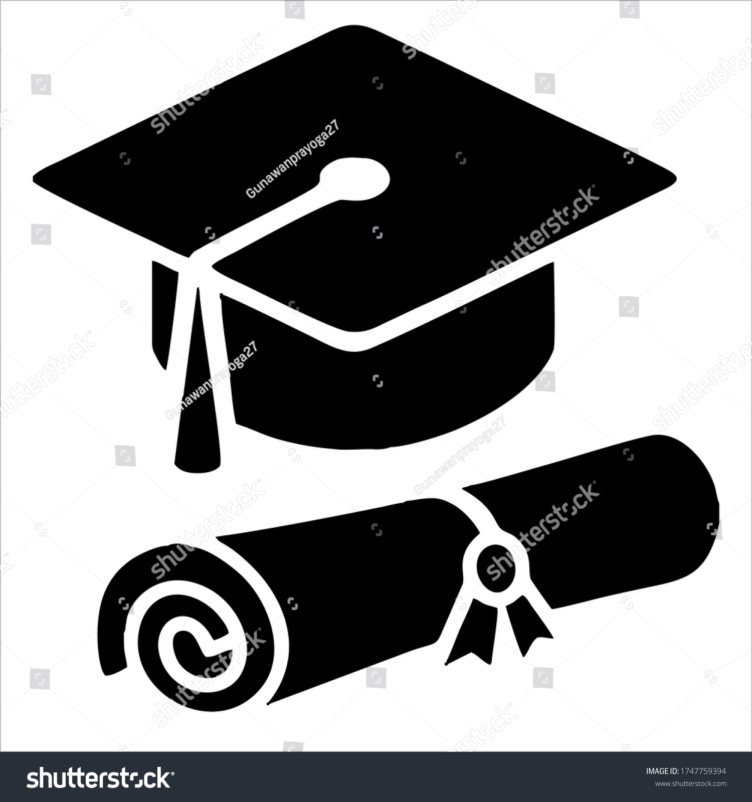 Graduation Cap Diploma Black Web Icon Stock Vector (Royalty Free ...