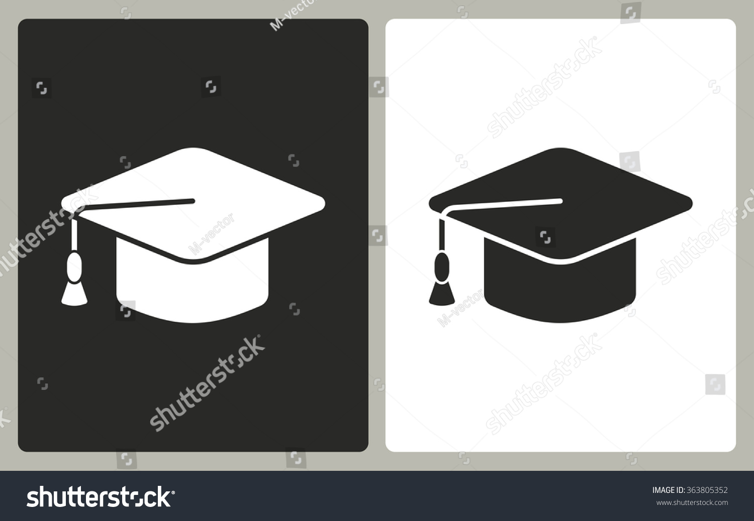 Graduation Cap Black White Icons Vector Stock Vector 363805352