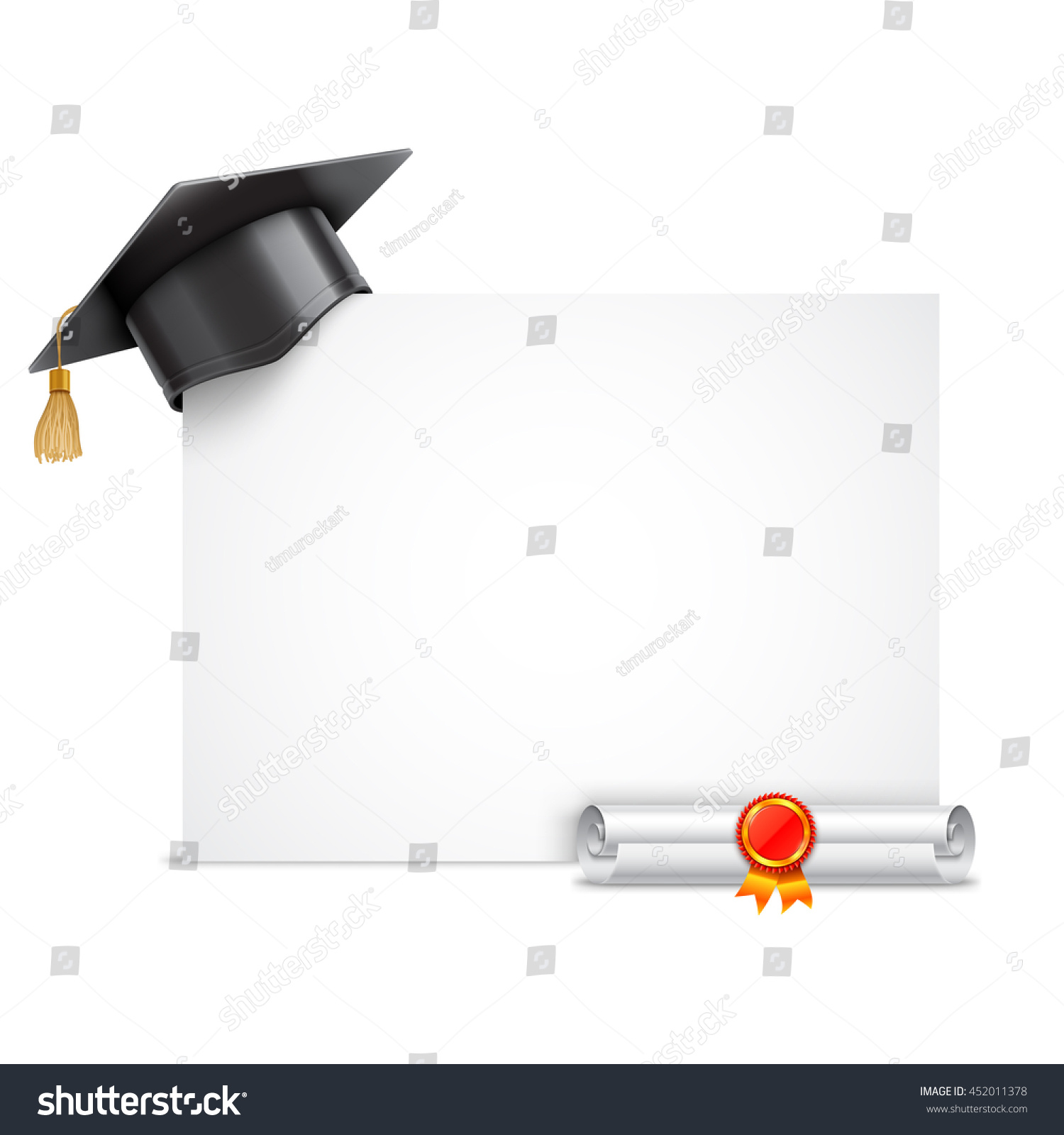 Graduation Cap Mortar Board Rolled Diploma Stock Vector Royalty Free 452011378 2311