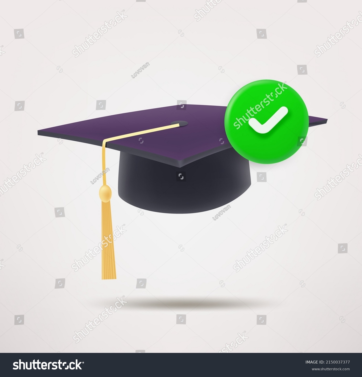 Graduation Hat Icon Checkmark 3d Vector Stock Vector (Royalty Free ...