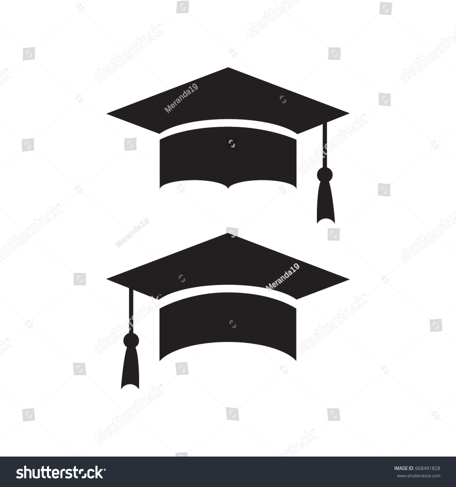 Graduation Hat Vector Icon Isolated On Stock Vector 668491828