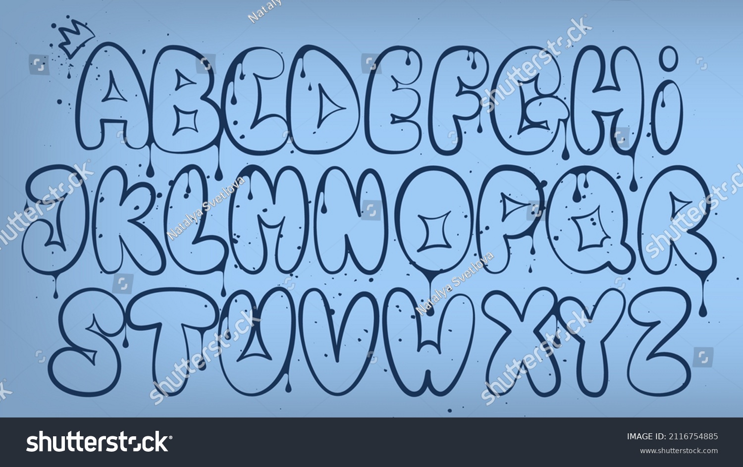 Graffiti Alphabet Bubble Graffiti Letters Outline Stock Vector (Royalty ...