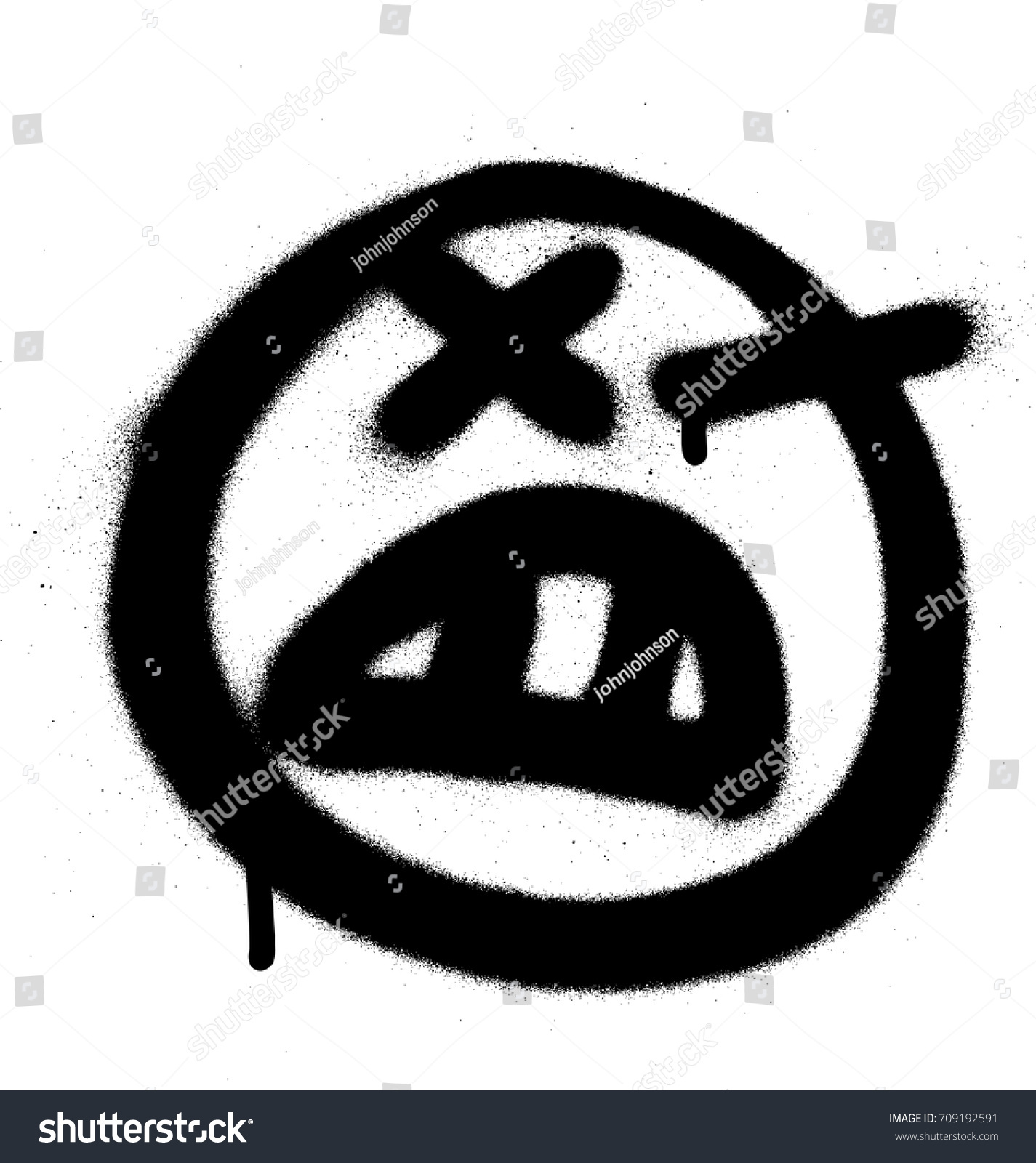 Graffiti Angry Emoji Sprayed Black On Stock Vector (royalty Free 