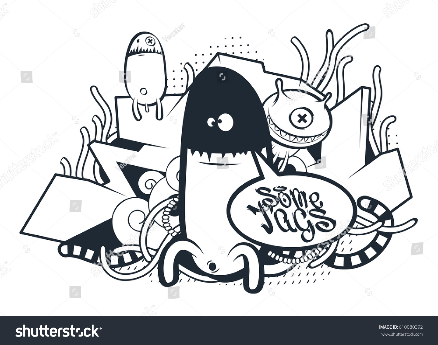 Graffiti Doodle Art Vector Doodle Characters Stock Vector Royalty