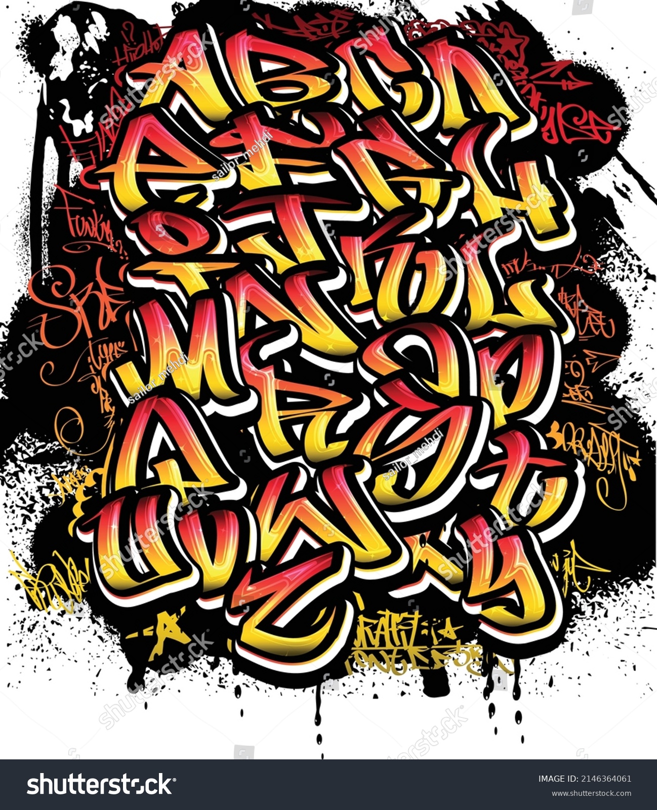 Graffiti Drip Alphabets Fonts Vector Stock Vector (Royalty Free ...