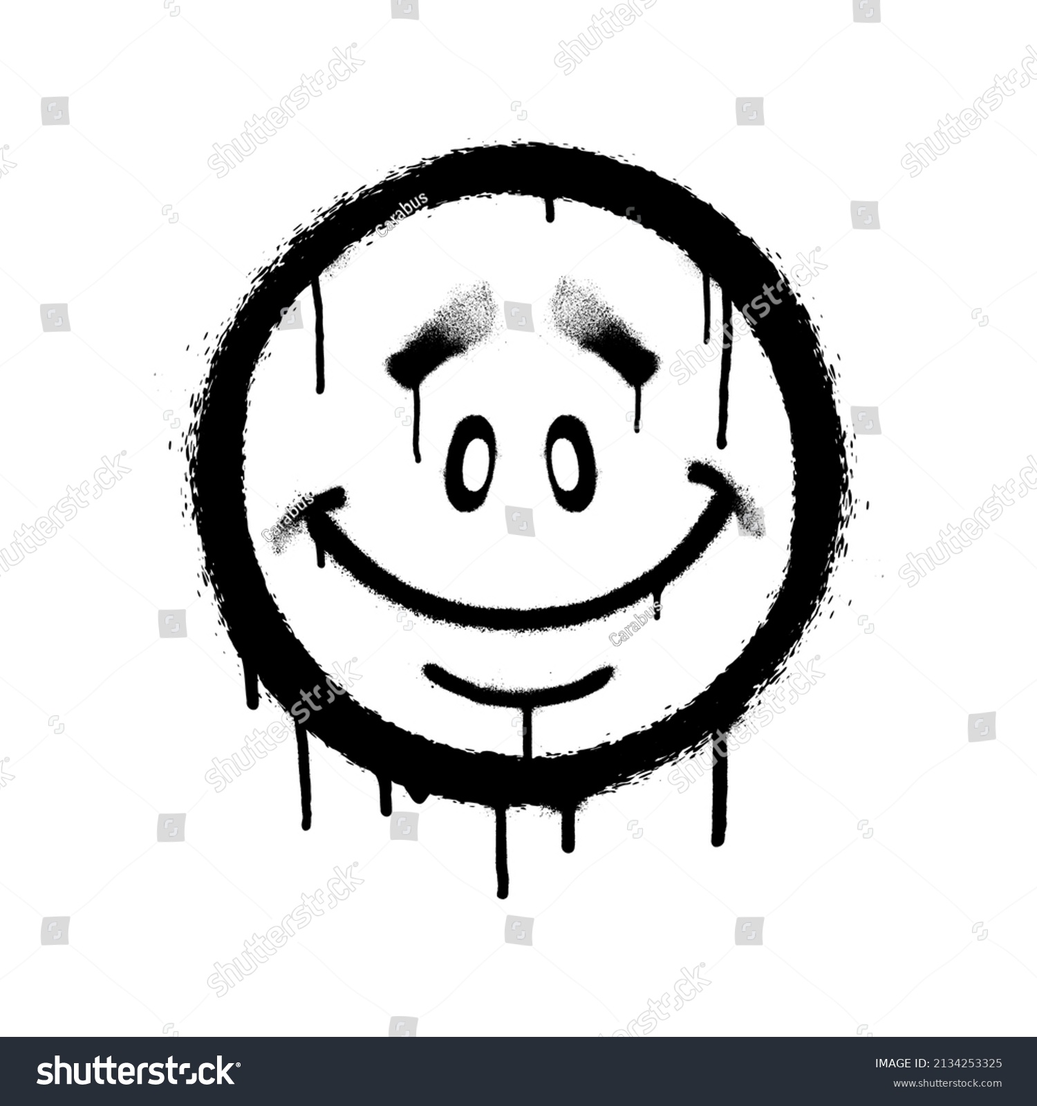 Graffiti Emoticon Smiling Face Painted Smudges Stock Vector (Royalty ...