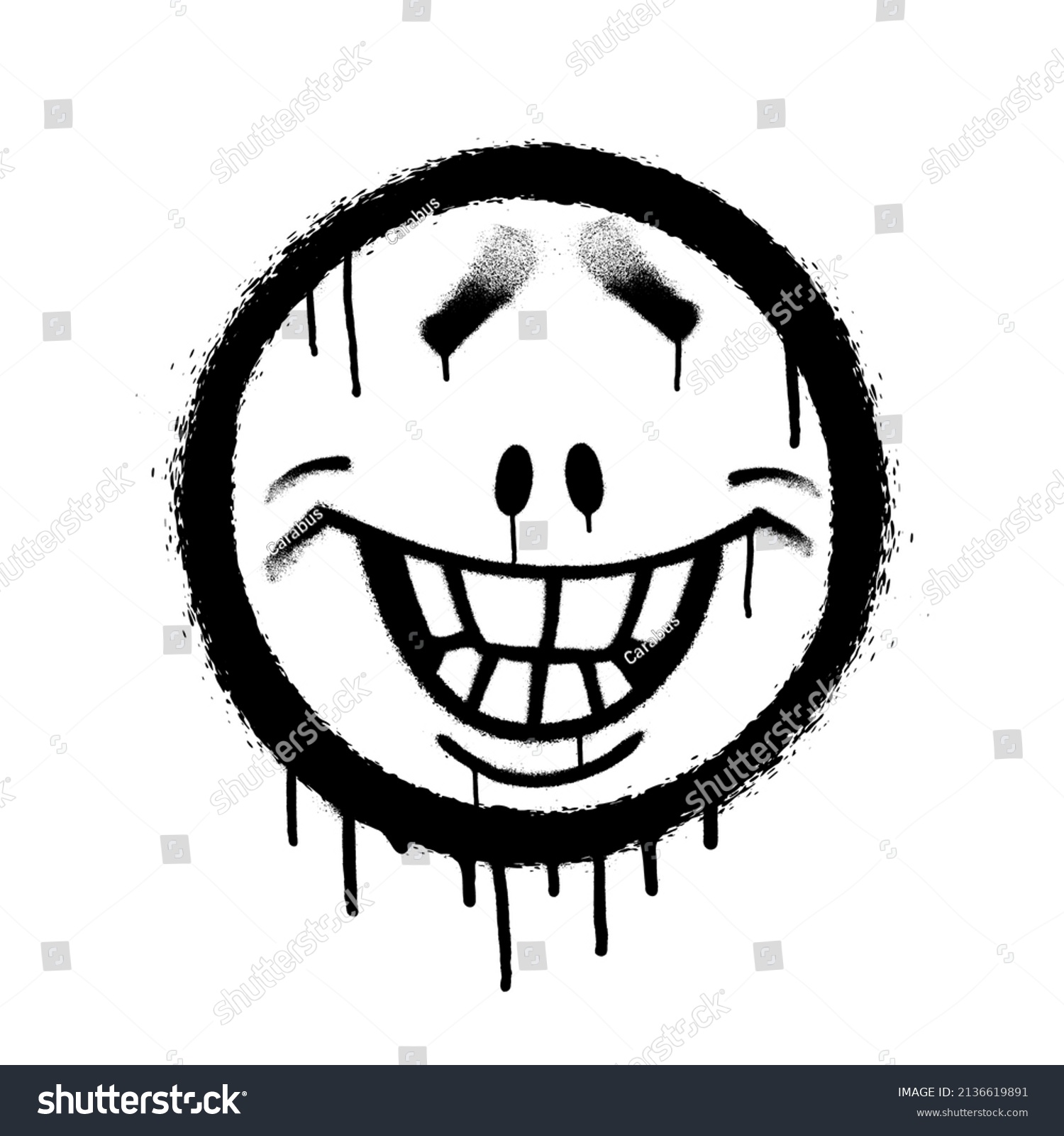 Graffiti Emoticon Smiling Face Painted Smudges Stock Vector (Royalty ...