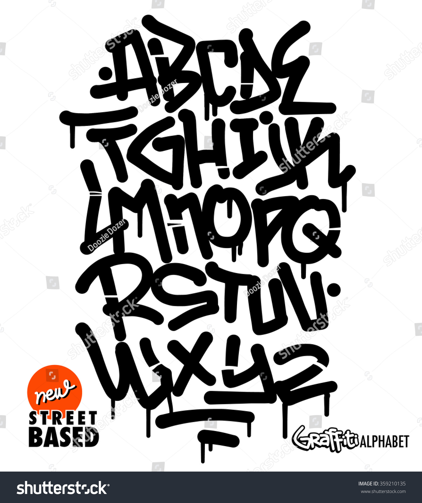 Graffiti Font Stock Vector Illustration 359210135 : Shutterstock