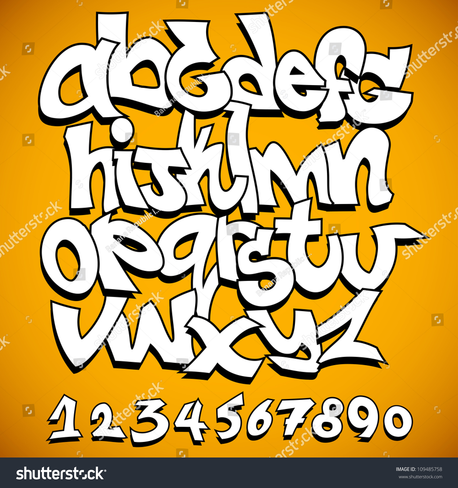 Graffiti Font Alphabet Stock Vector Royalty Free 109485758