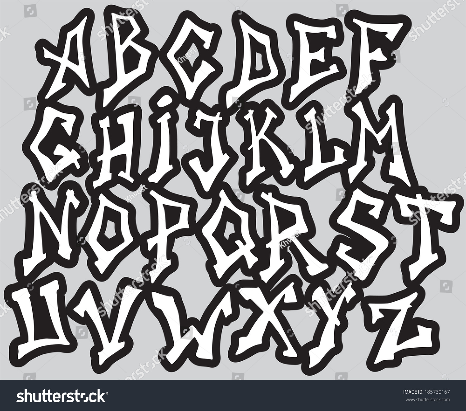 Graffiti Font Alphabet Different Letters. Vector Illustration ...