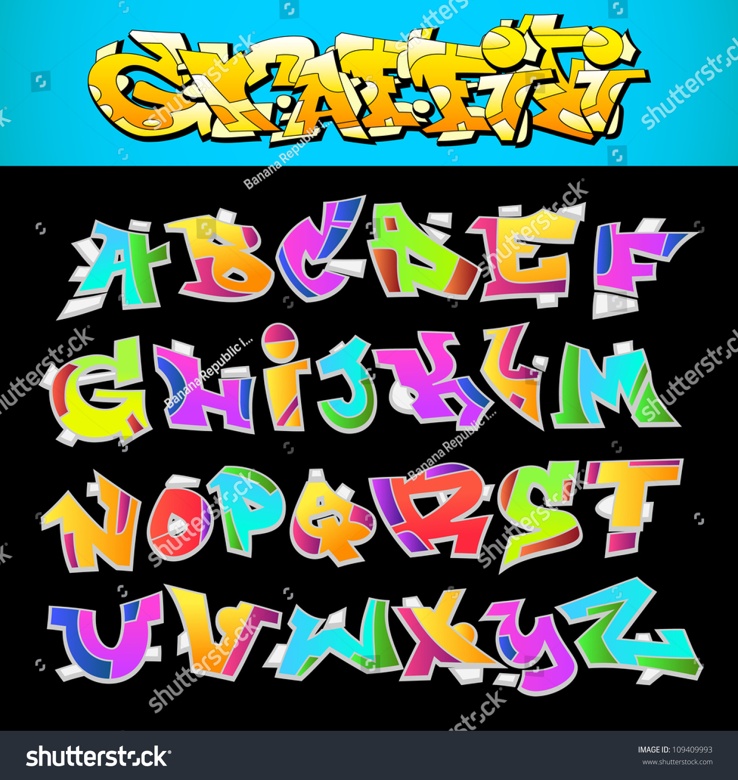 Graffiti Font Alphabet Vector Art - 109409993 : Shutterstock