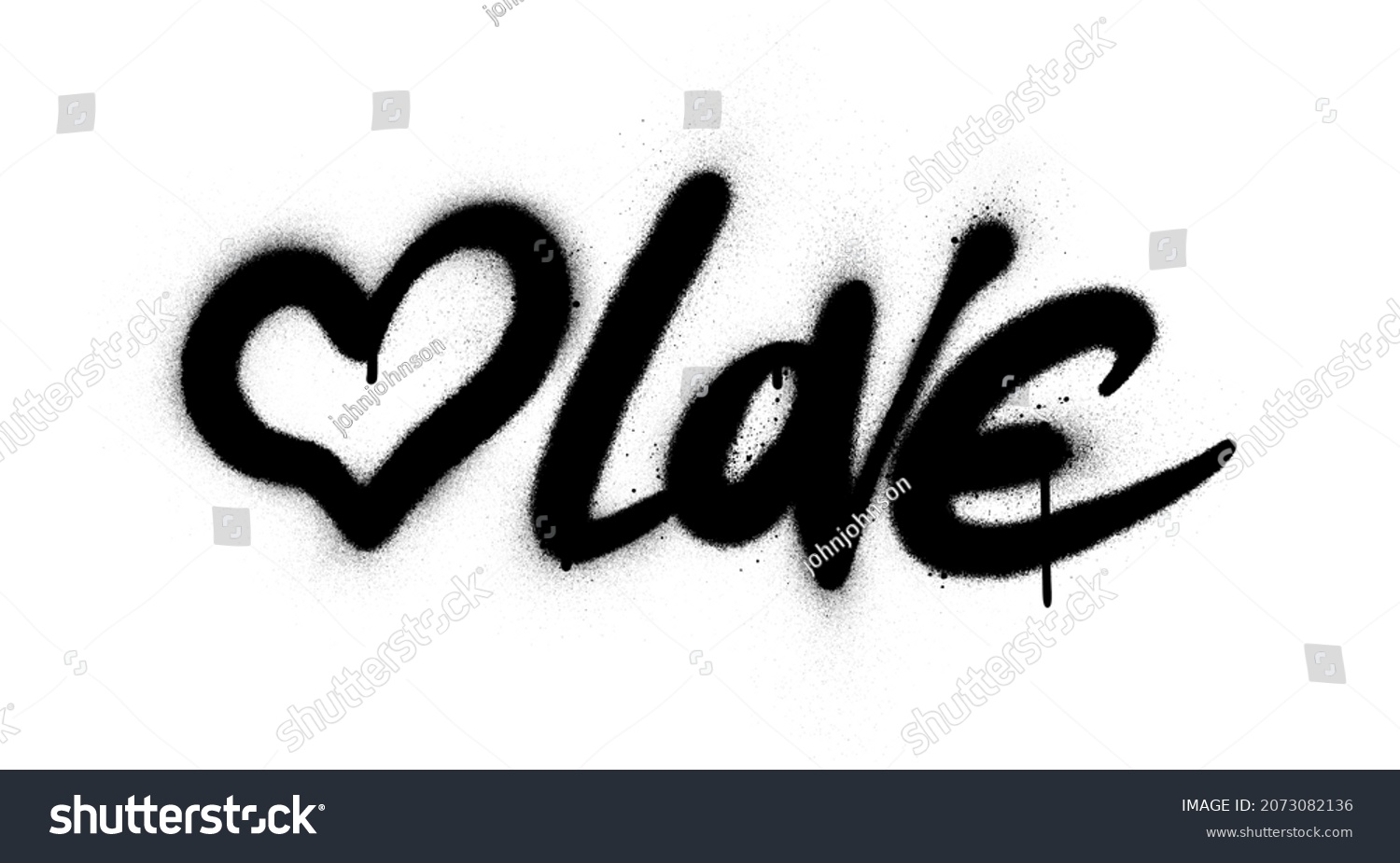 SVG of graffiti love word with heart sprayed in black on white svg