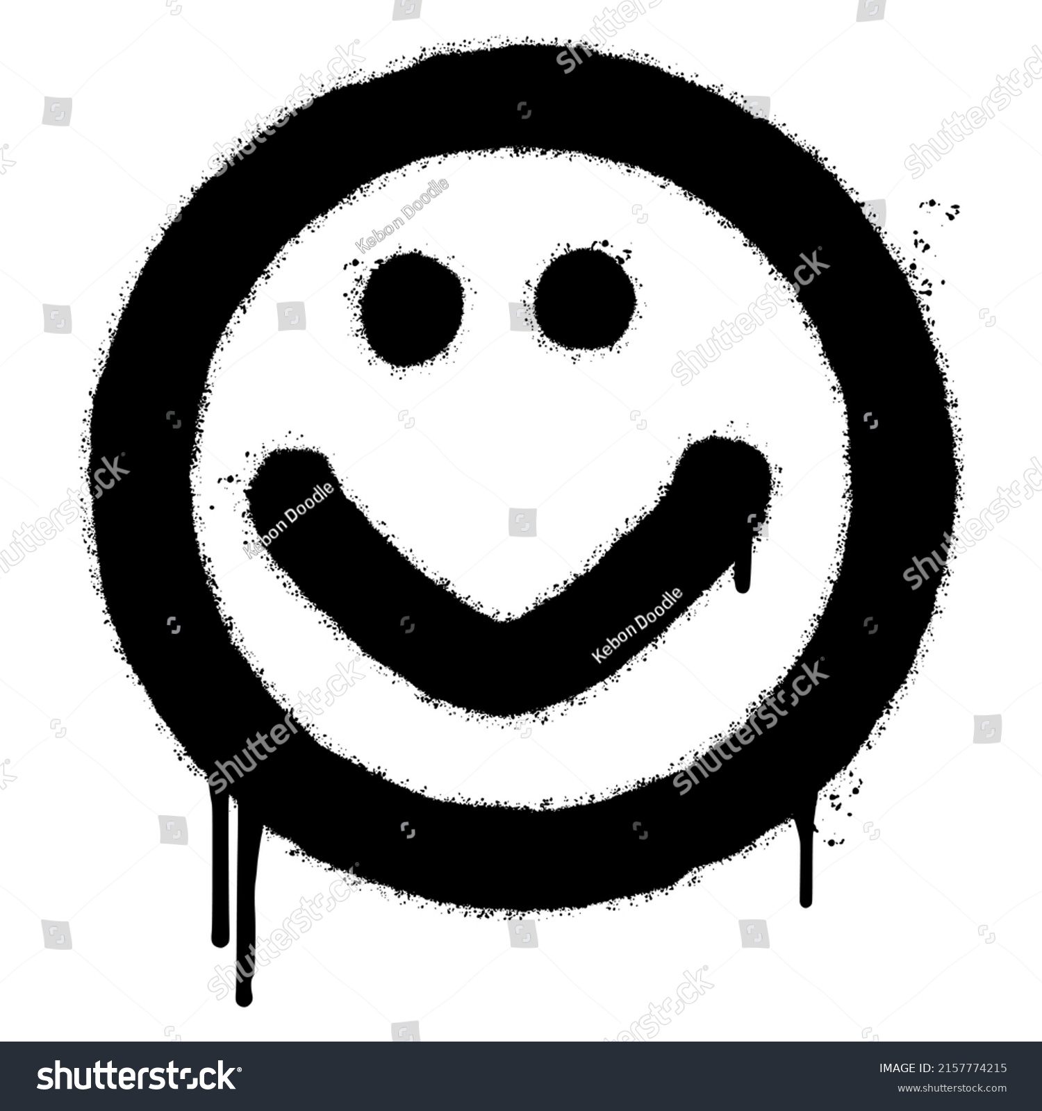 Graffiti Smiling Face Emoticon Sprayed Isolated Stock Vector (Royalty ...