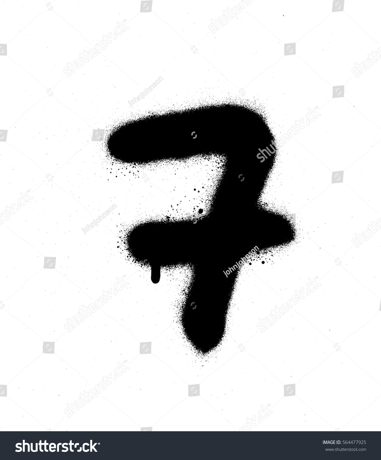 Graffiti Sprayed Number 7 Seven Black Stock Vector (Royalty Free) 564477925