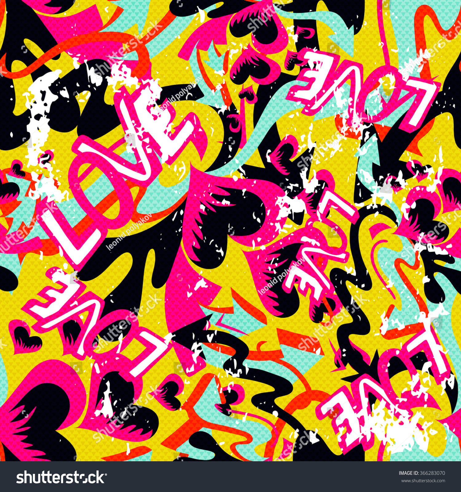 Graffiti Valentine Day Seamless Background Grunge Texture Stock Vector ...