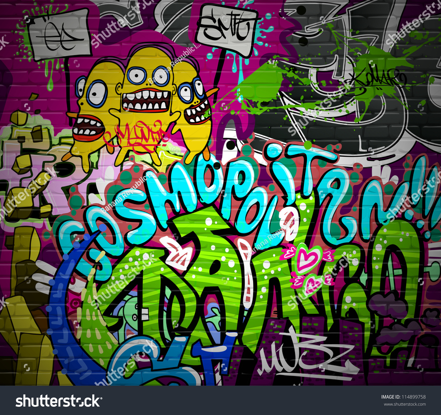 Graffiti Wall Urban Art Background Grunge Stock Vector 114899758