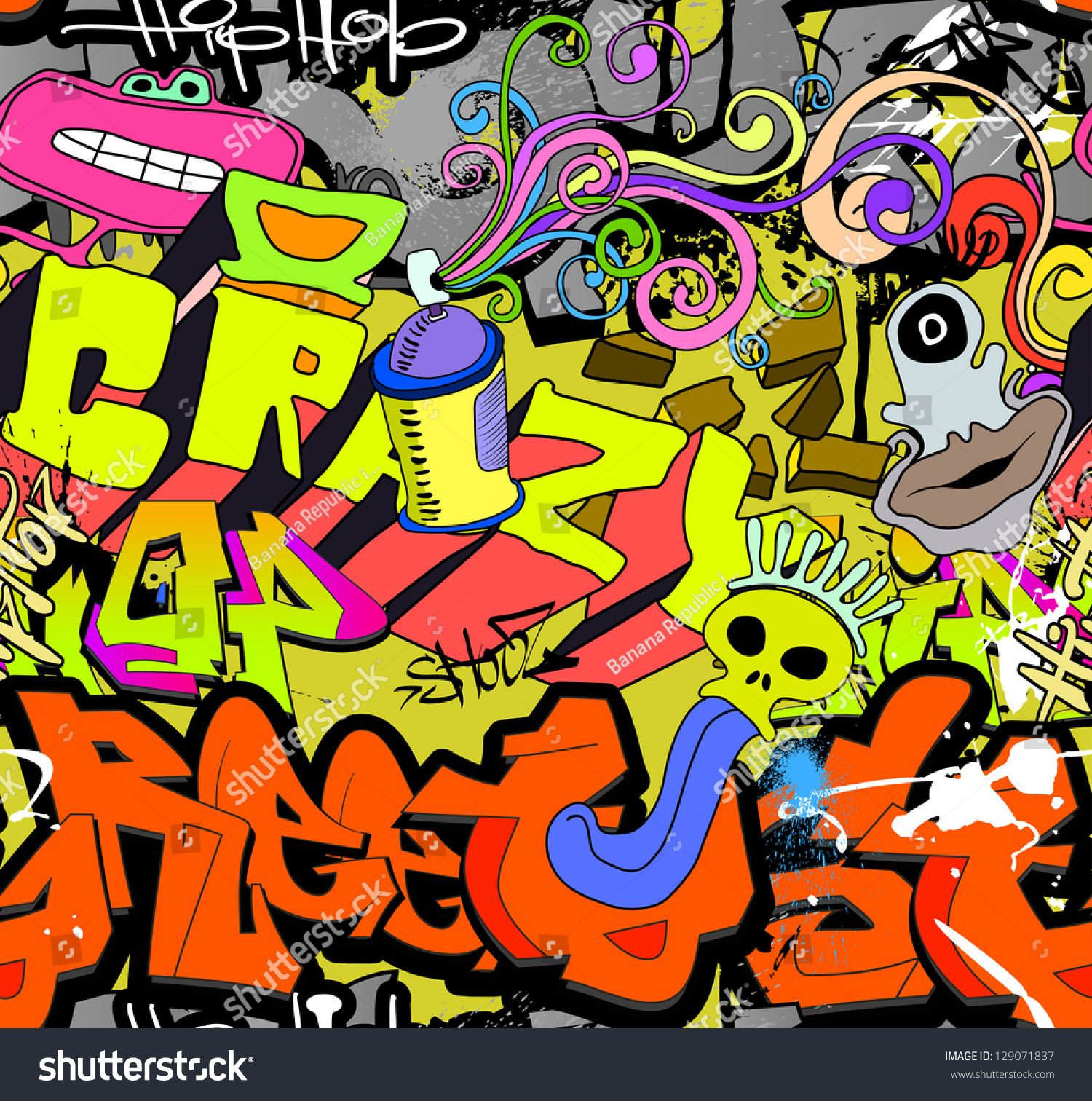 Graffiti Wall. Urban Art Vector Background - 129071837 : Shutterstock