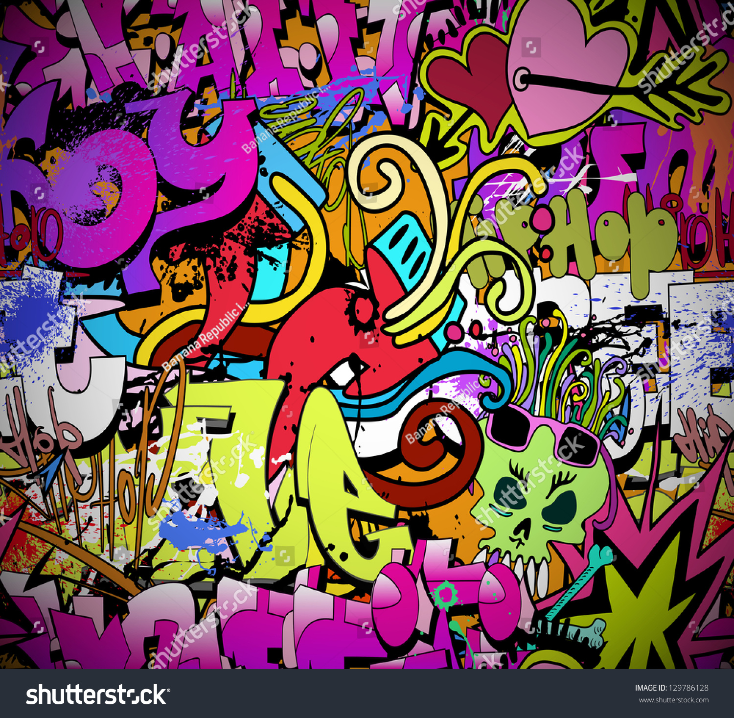 Graffiti Wall Urban Art Vector Background Stock Vector 129786128 ...