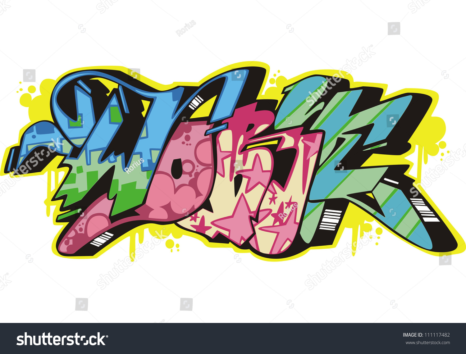 Graffito Text Design Work Color Vector Stock Vector (royalty Free 