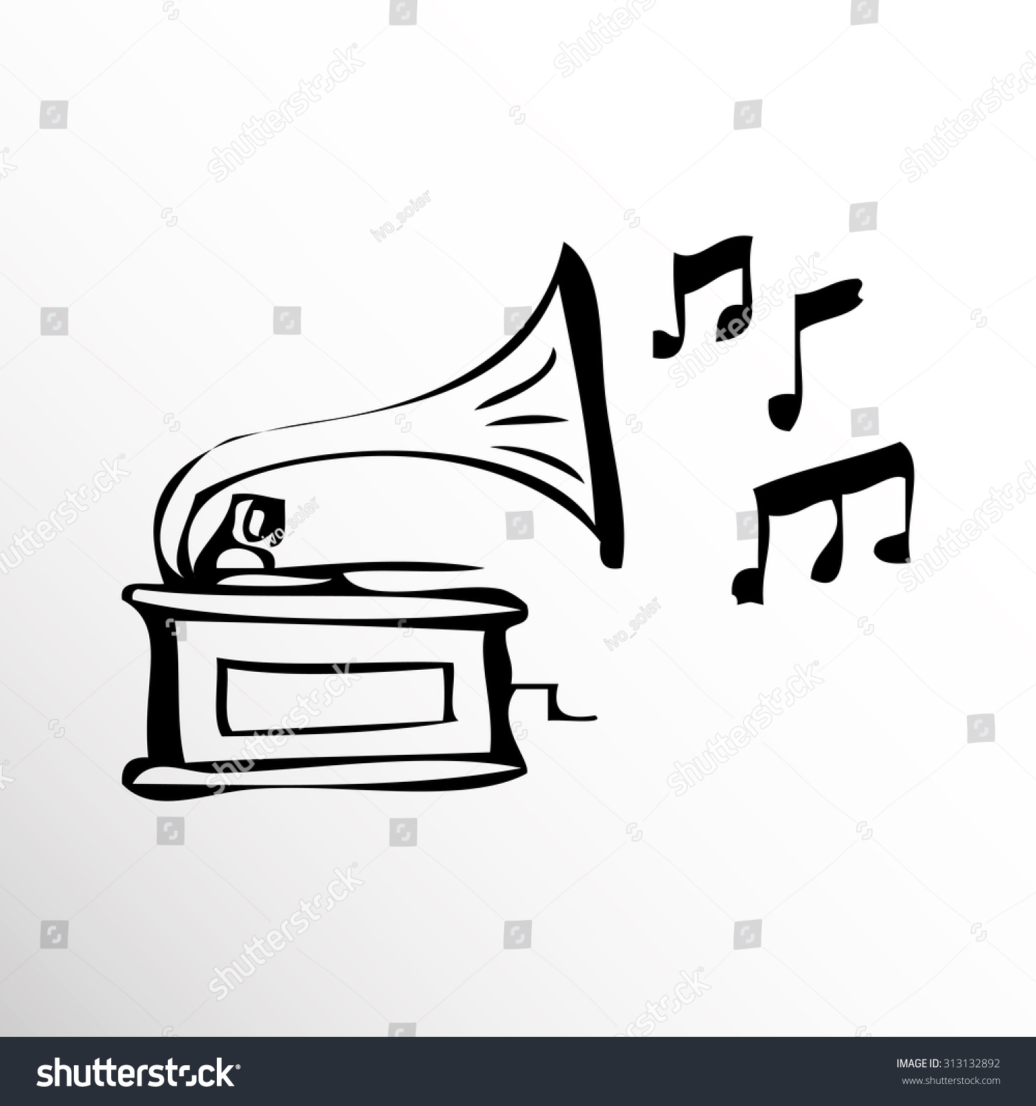 Gramophone Drawing Sketch Style Stock Vector Royalty Free 313132892