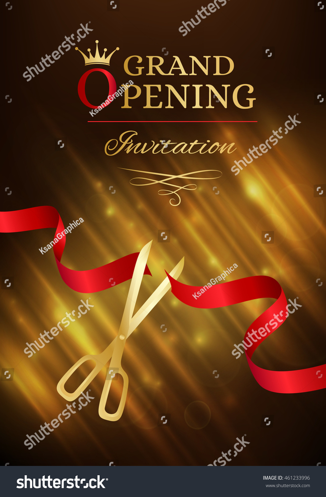 Grand Opening Invitation Card Cut Red Stock Vector 461233996 - Shutterstock