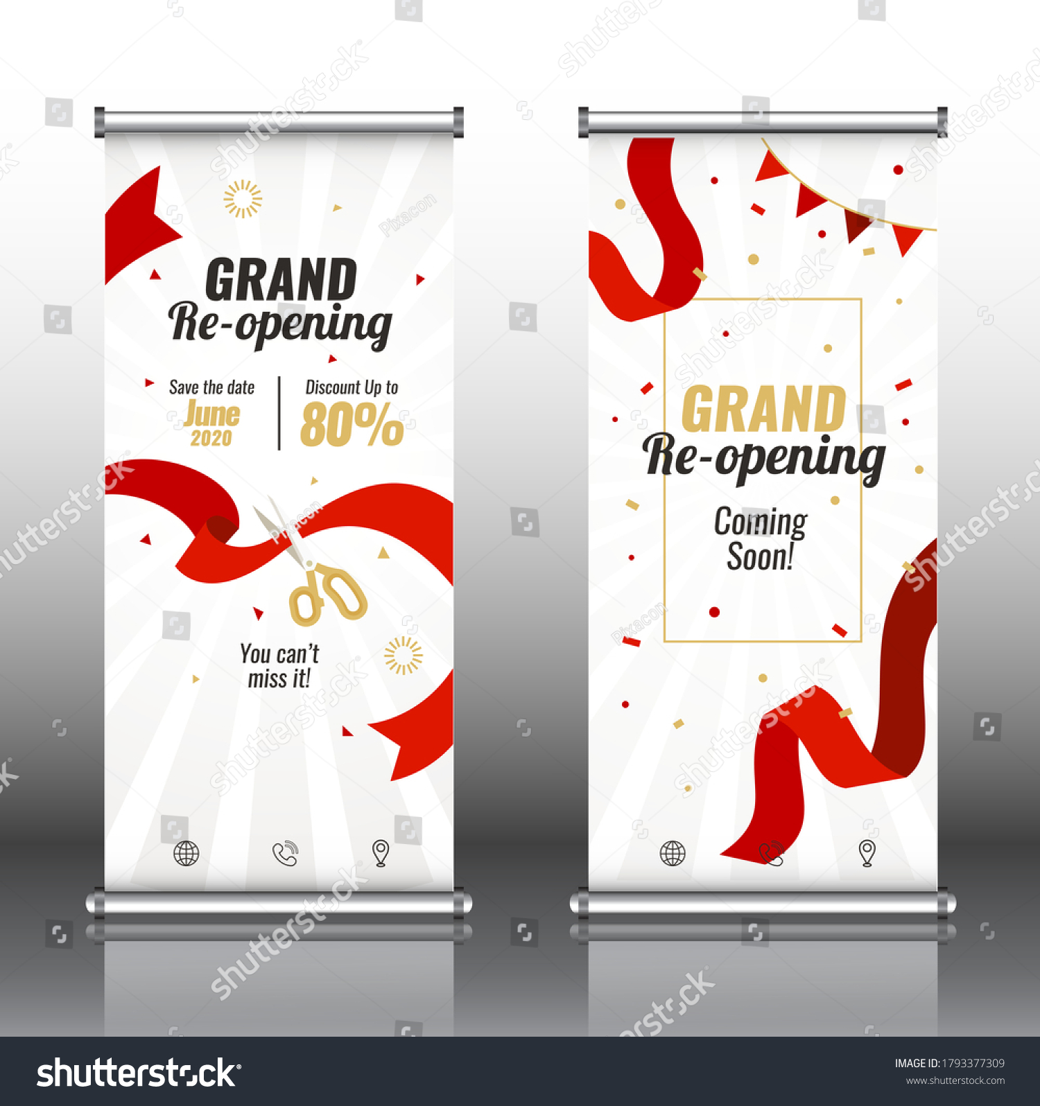 Grand Opening Red Rollup Banner Design: เวกเตอร์สต็อก (ปลอดค่าลิขสิทธิ์ ...