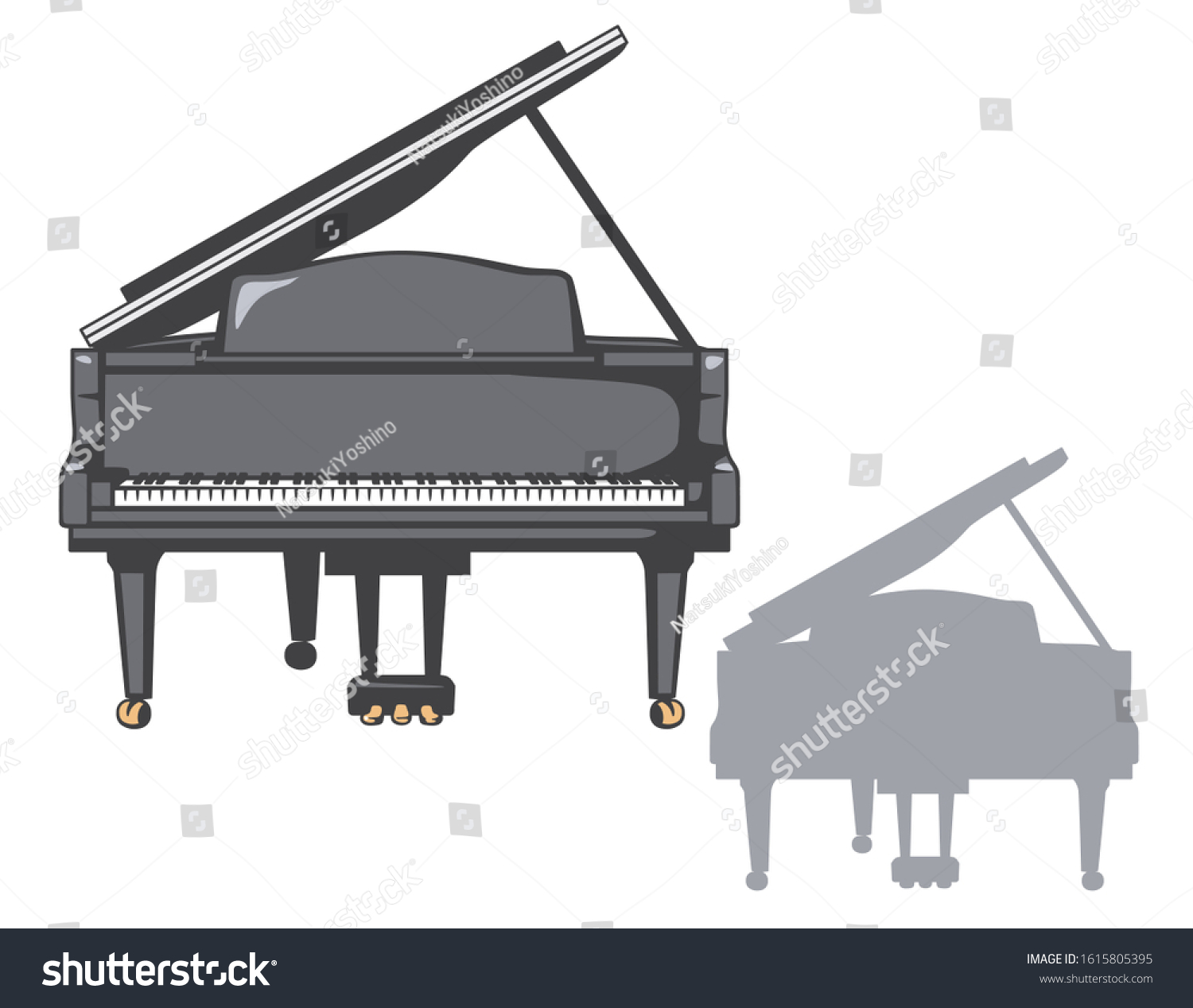 Grand Piano Set Silhouette Included Vector Stock Vector (Royalty Free