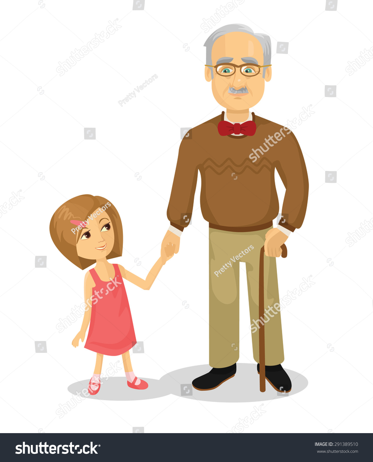 Grandfather Grandson Vector Flat Cartoon Illustration Stock Vector ...