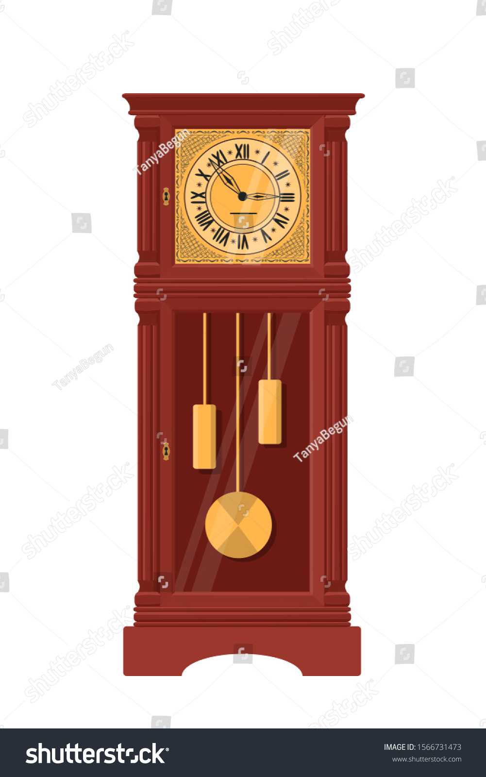 Grandfather Clock Realistic Clock Isolated On Stock Vector (Royalty ...