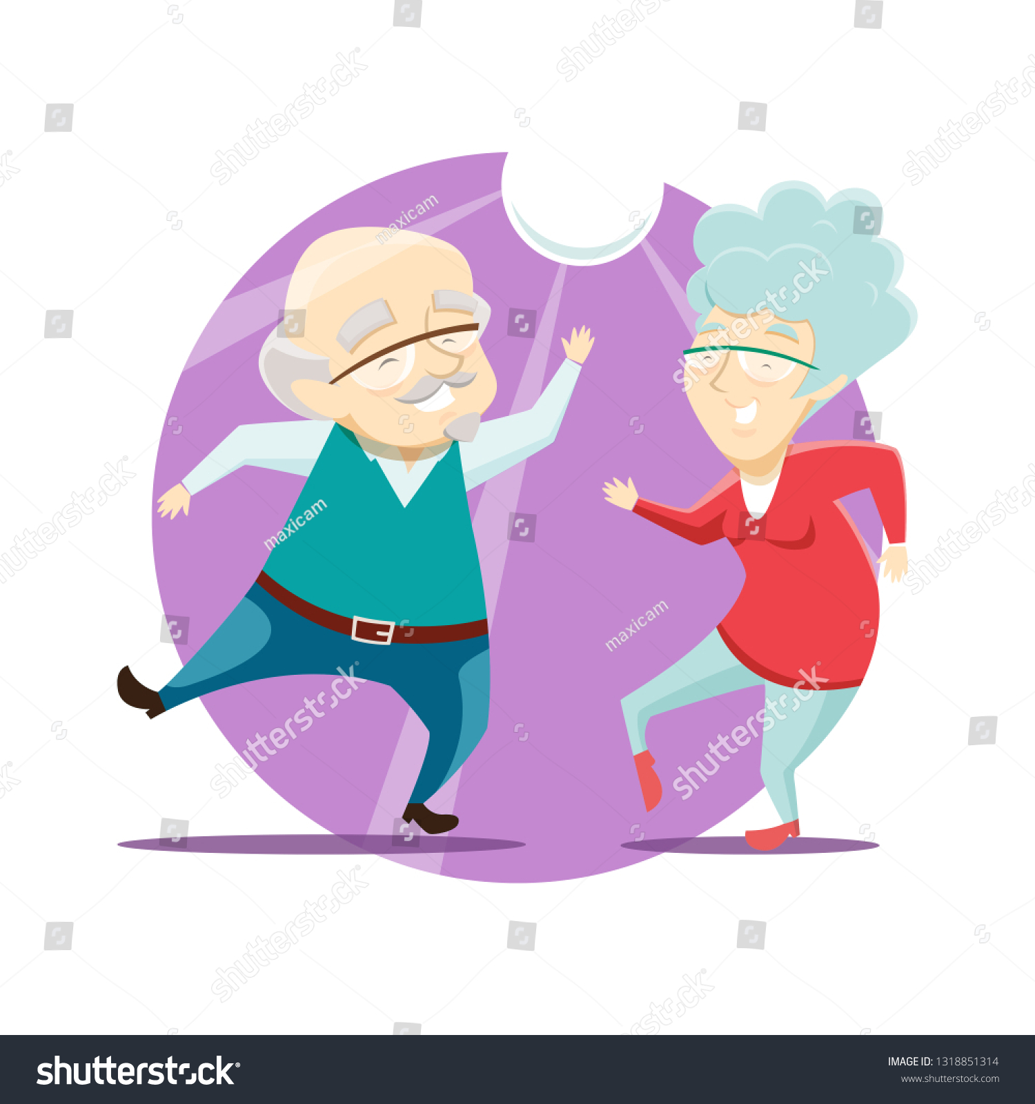 Grandma Grandpa Have Fun Dance Disco Stock Vector Royalty Free