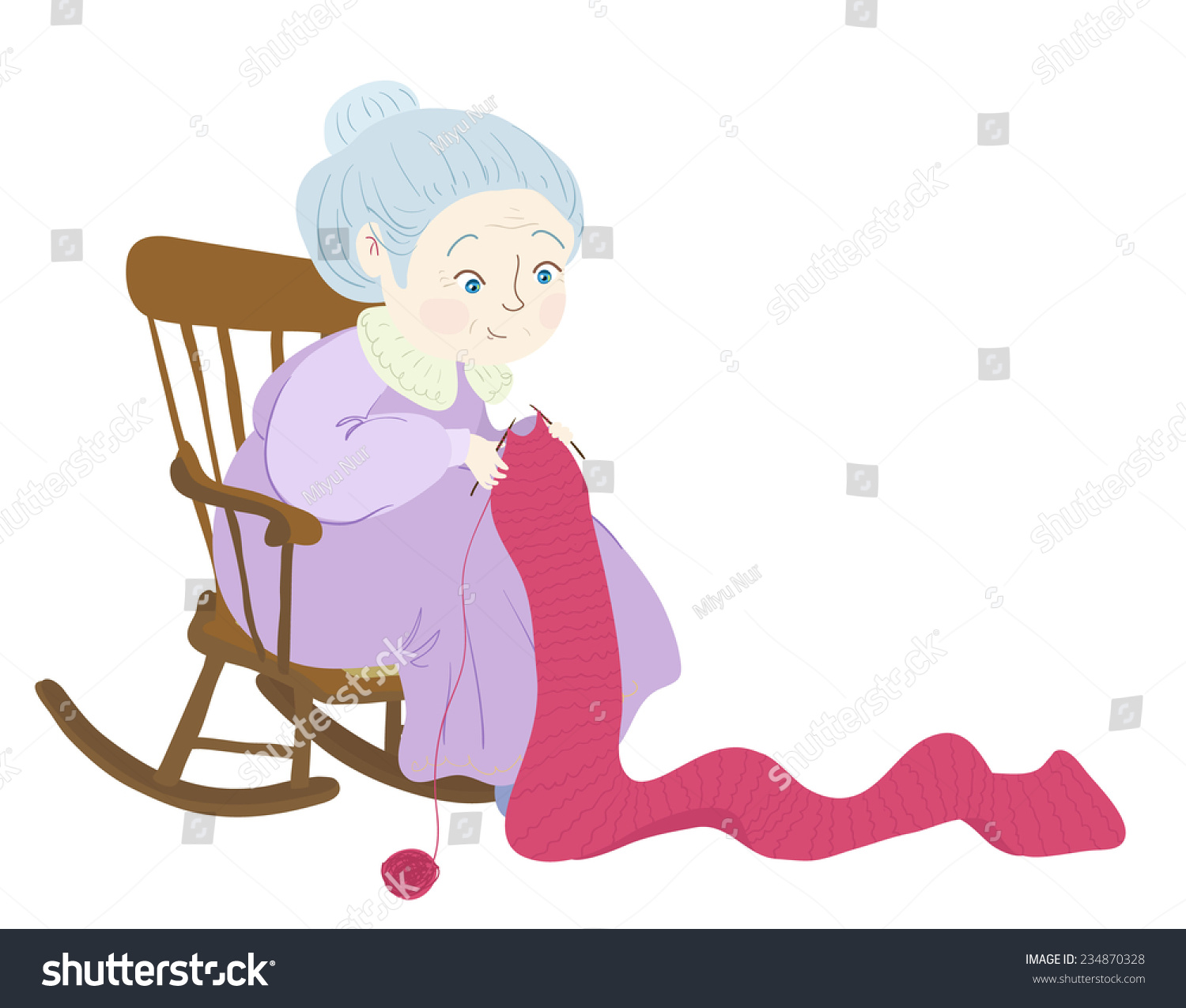 Grandma Knitting Her Rockingchair Stock Vector (Royalty Free) 234870328