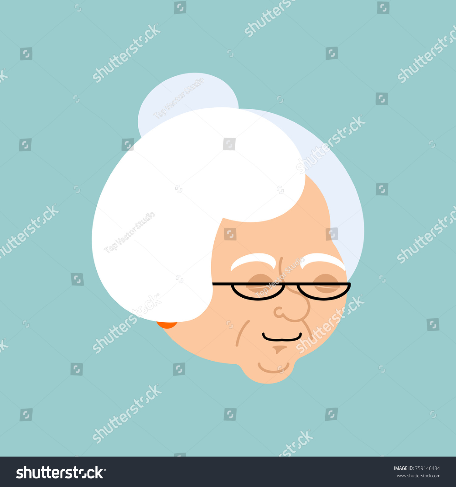 Grandmother Sleeping Emotion Avatar Face Grandma Stock Vector (Royalty ...