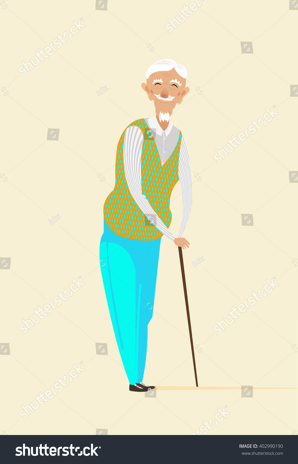 Download Grandpa Vector Illustration On Yellow Background Stock ...