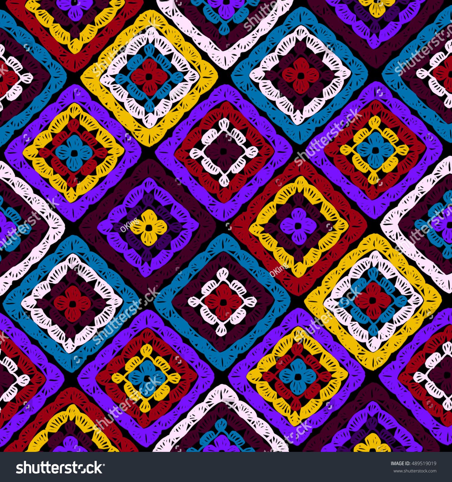 Granny Squares Pattern Ripples Afghan Crochet Stock Vector ...