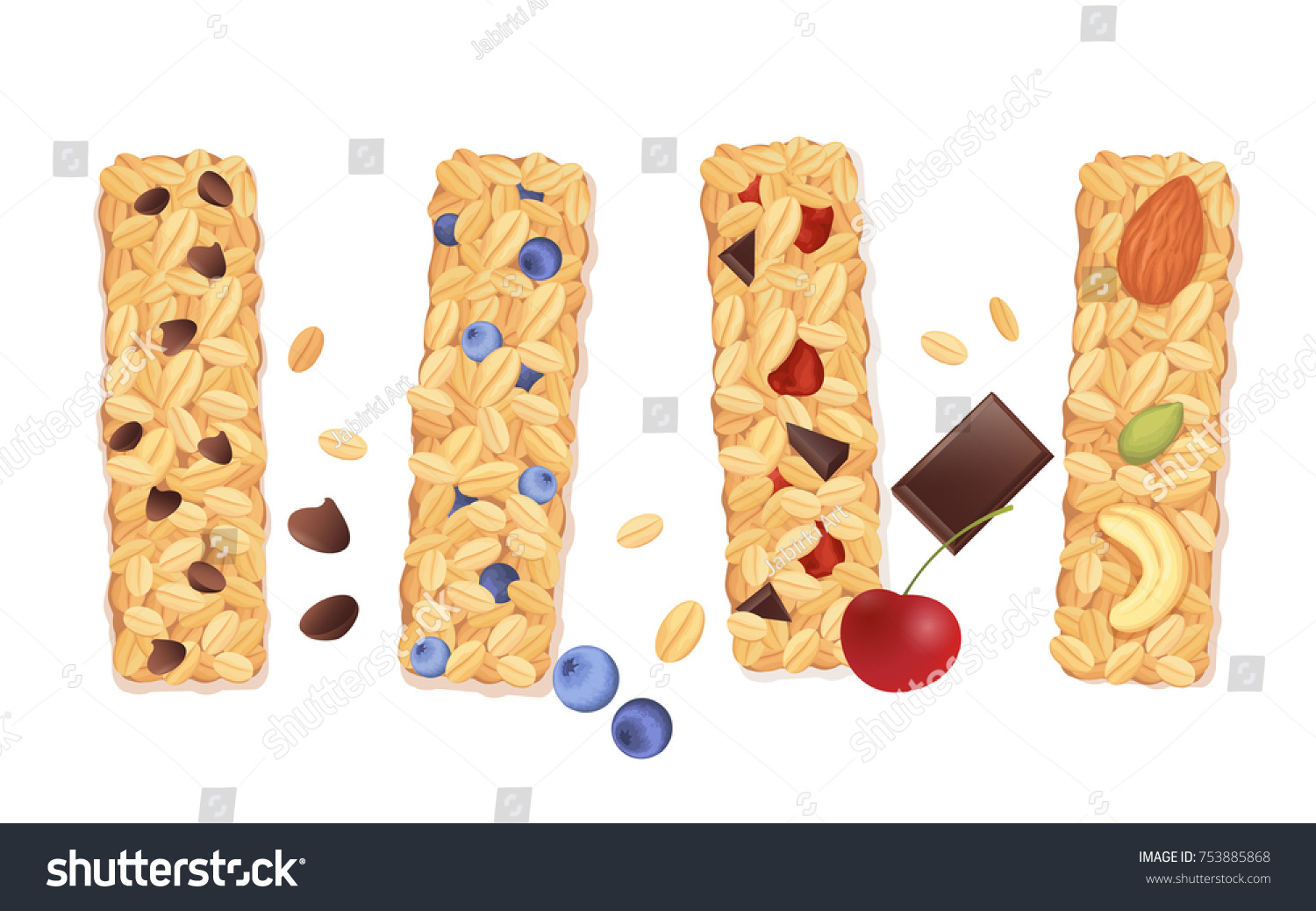 Granola Bars Isolated On White Vector Stock Vector Royalty Free   Stock Vector Granola Bars Isolated On White Vector Illustration 753885868 