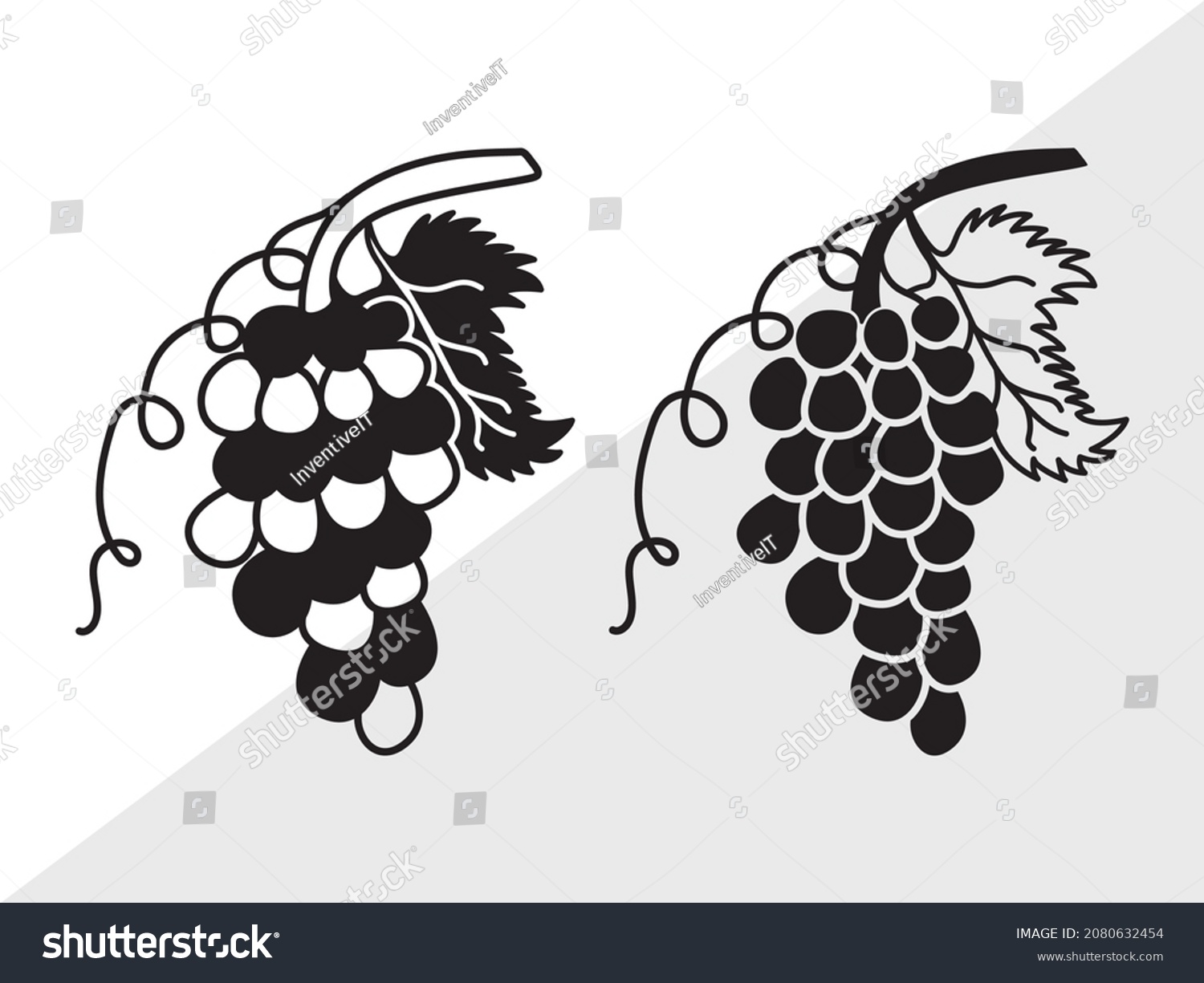 SVG of Grapes Silhouette, Summer Fruit, Printable Vector Illustration svg