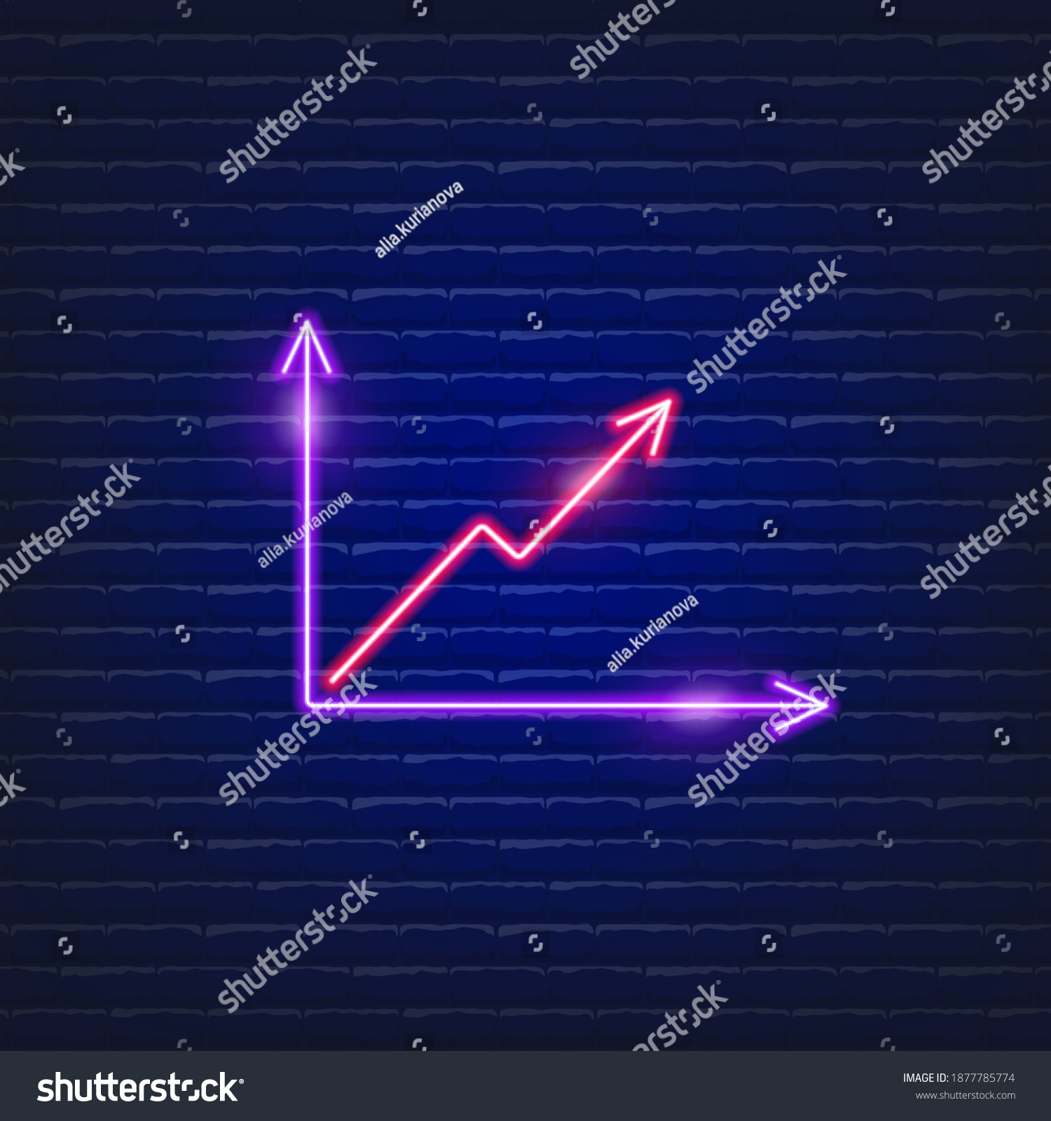 SVG of Graph and arrow neon icon. Glowing vector graphic illustration sign for website. Business concept. svg