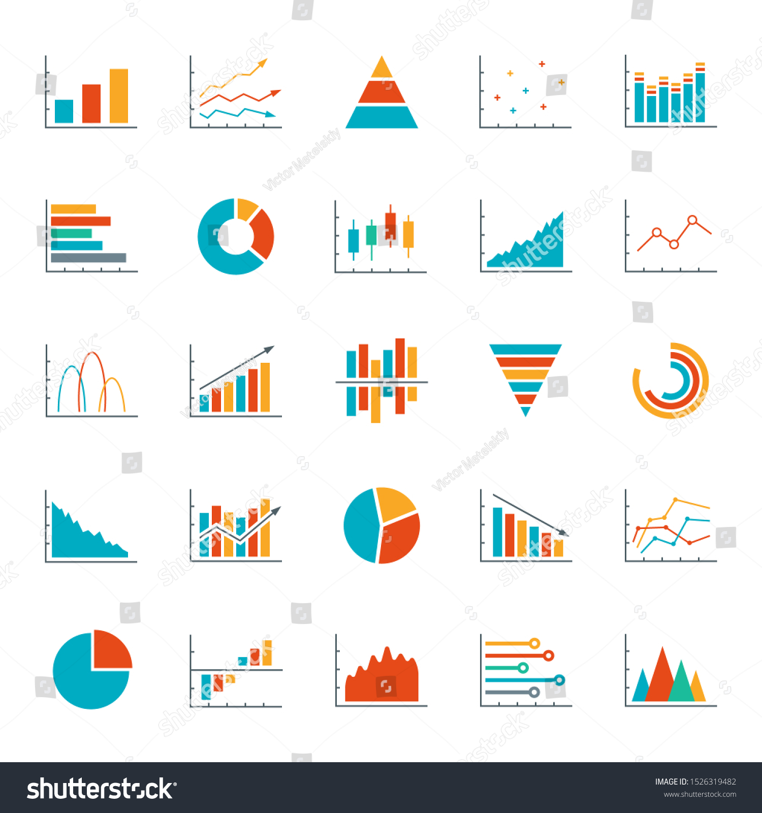 Graph Chart Diagram Icon Set Business Stock Vector (Royalty Free ...