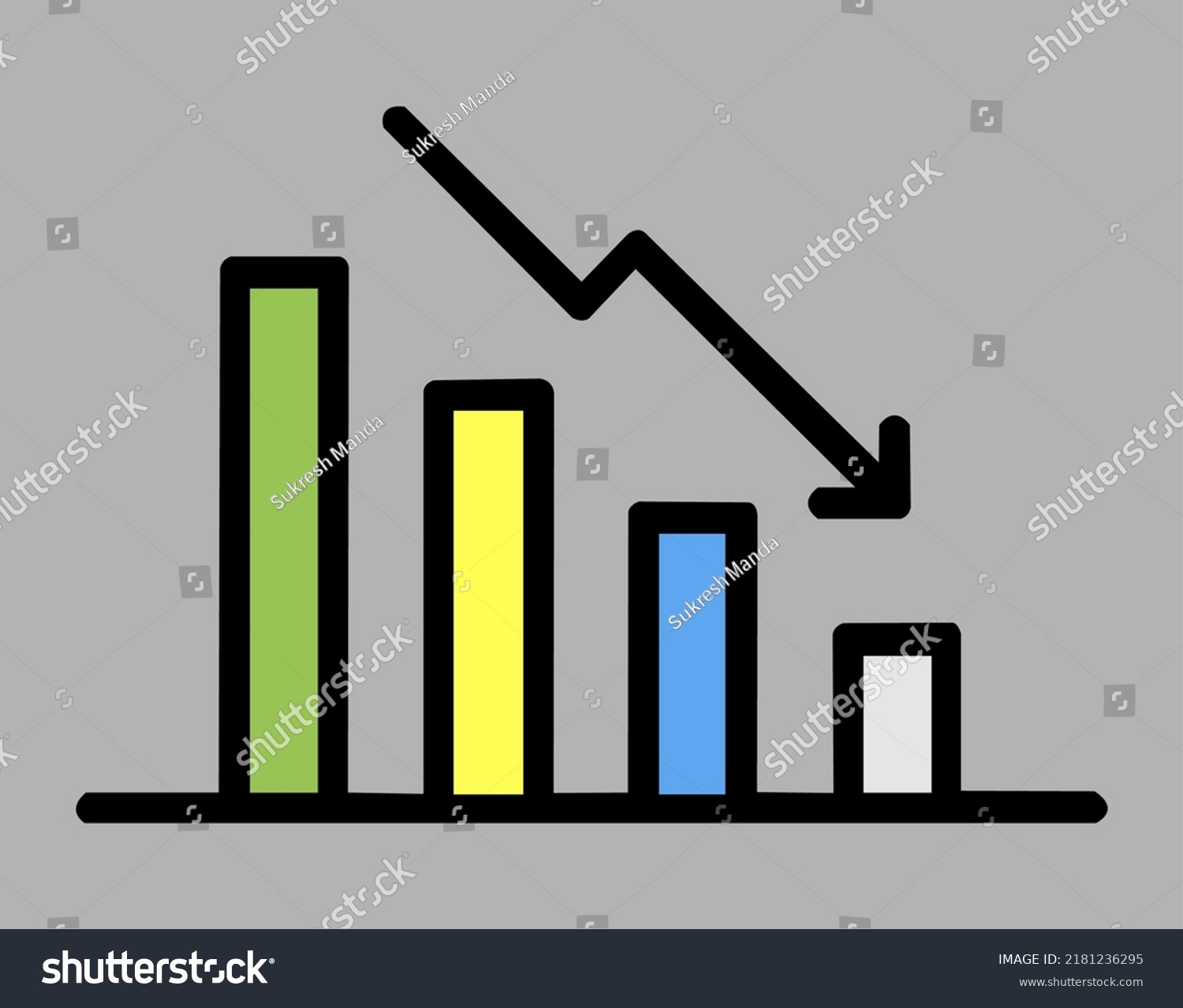 Graph Declining Trend Vector Art Made Stock Vector Royalty Free