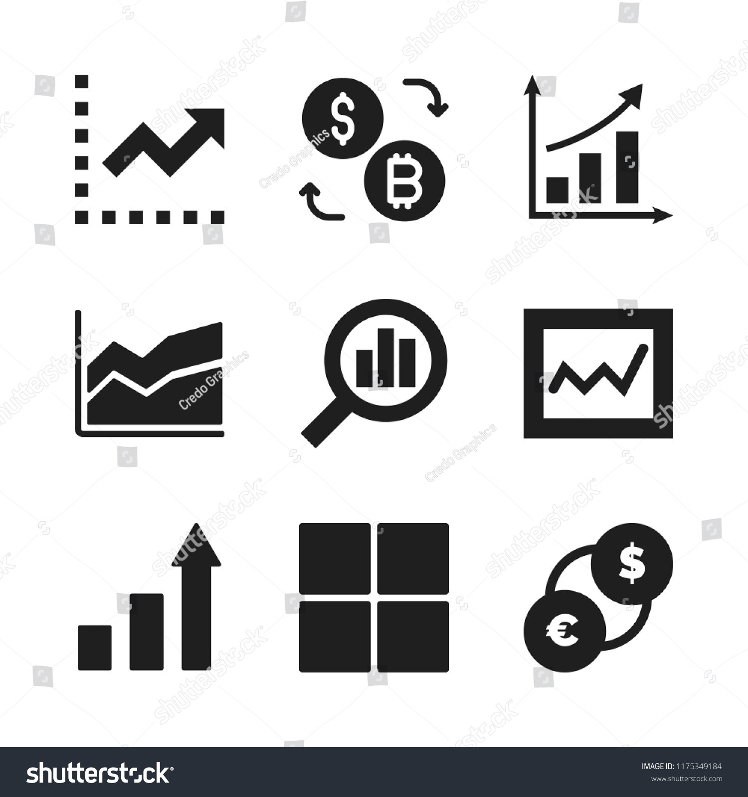 Graph Icon 9 Graph Vector Icons เวกเตอร์สต็อก (ปลอดค่าลิขสิทธิ์