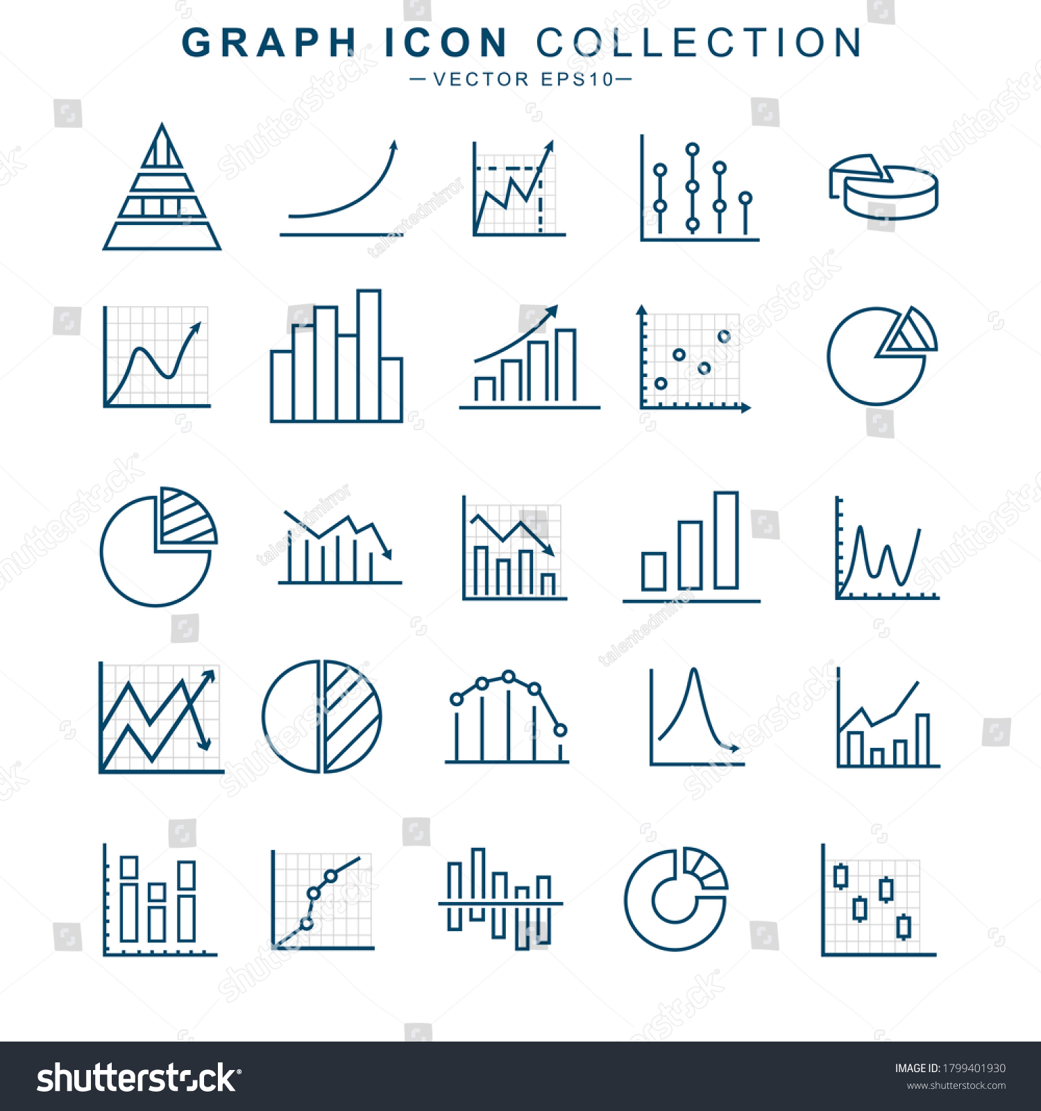 Graph Line Set Icon Charts Diagram Stock Vector (royalty Free) 1799401930