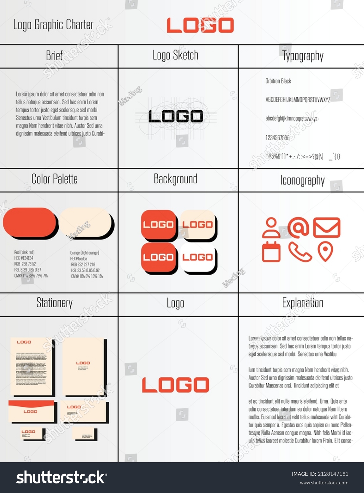 Graphic Charter Vectordocument Visual Elements Company Stock Vector