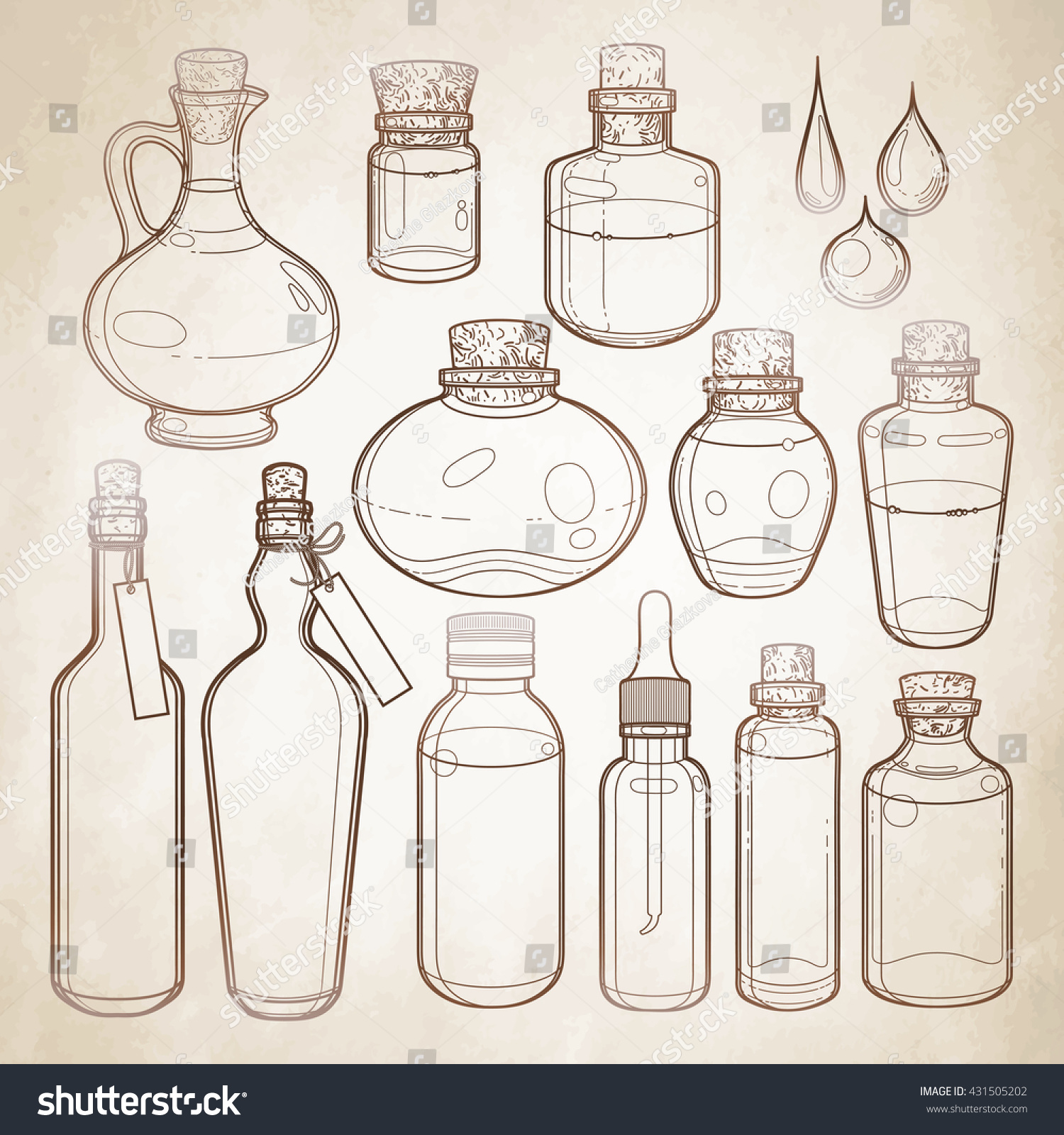 Graphic Collection Glass Bottles Isolated On Stock Vector (Royalty Free ...