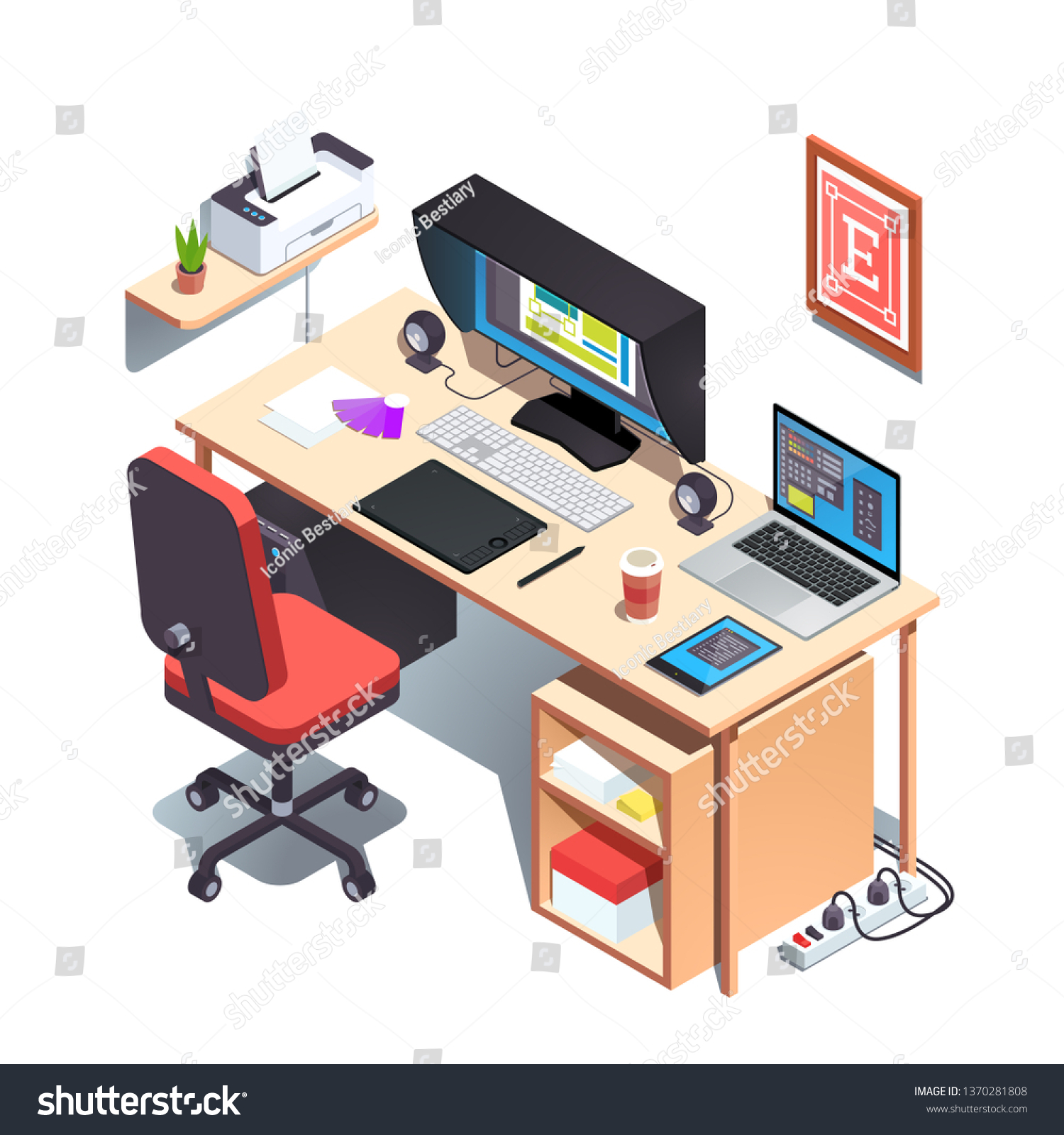Graphic Designer Working Desk Opened Creative Stock Vector Royalty Free 1370281808,What Do Graphic Designers Make