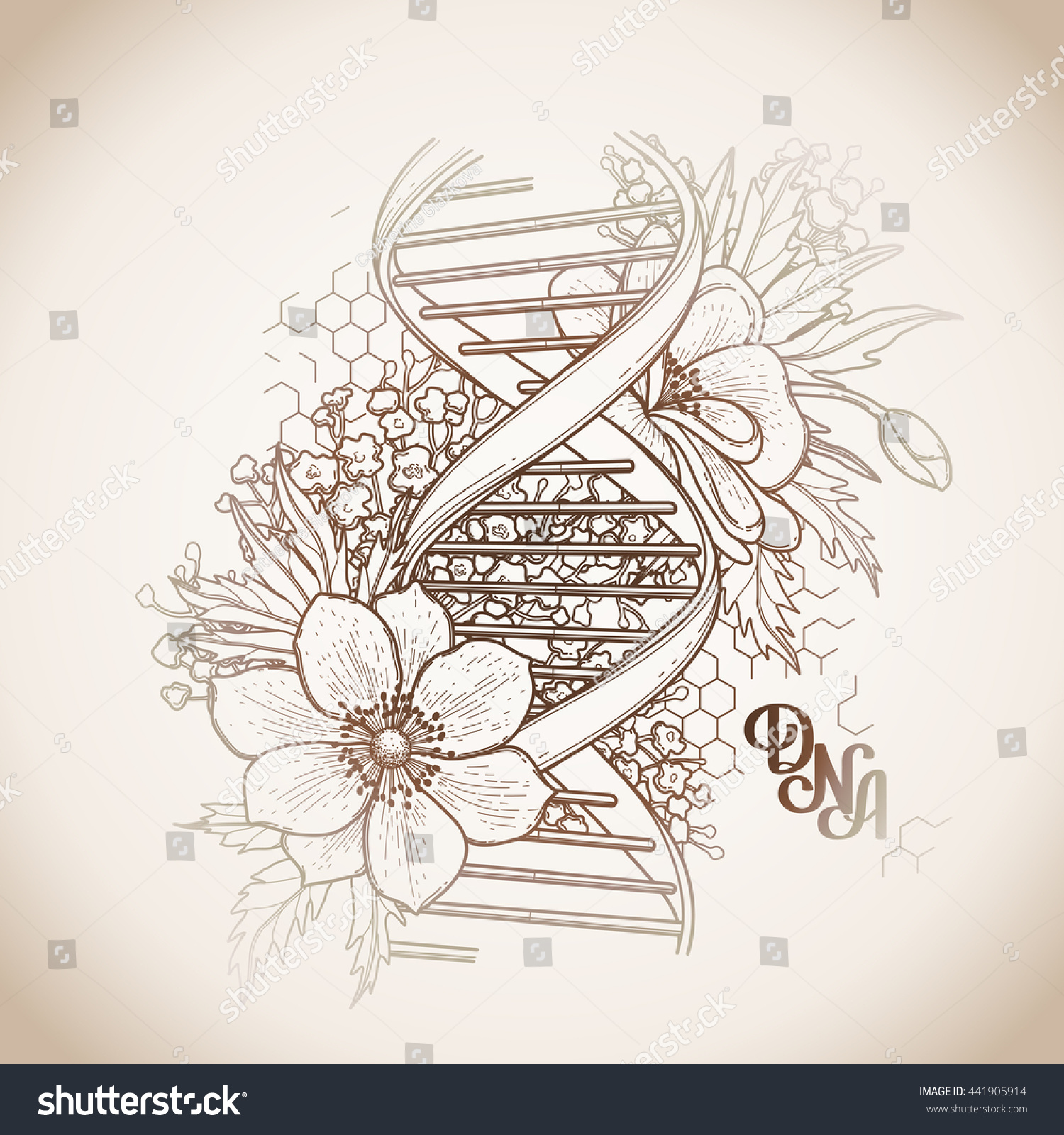 Graphic Dna Structure Floral Design Isolated Stock Vector (Royalty Free ...