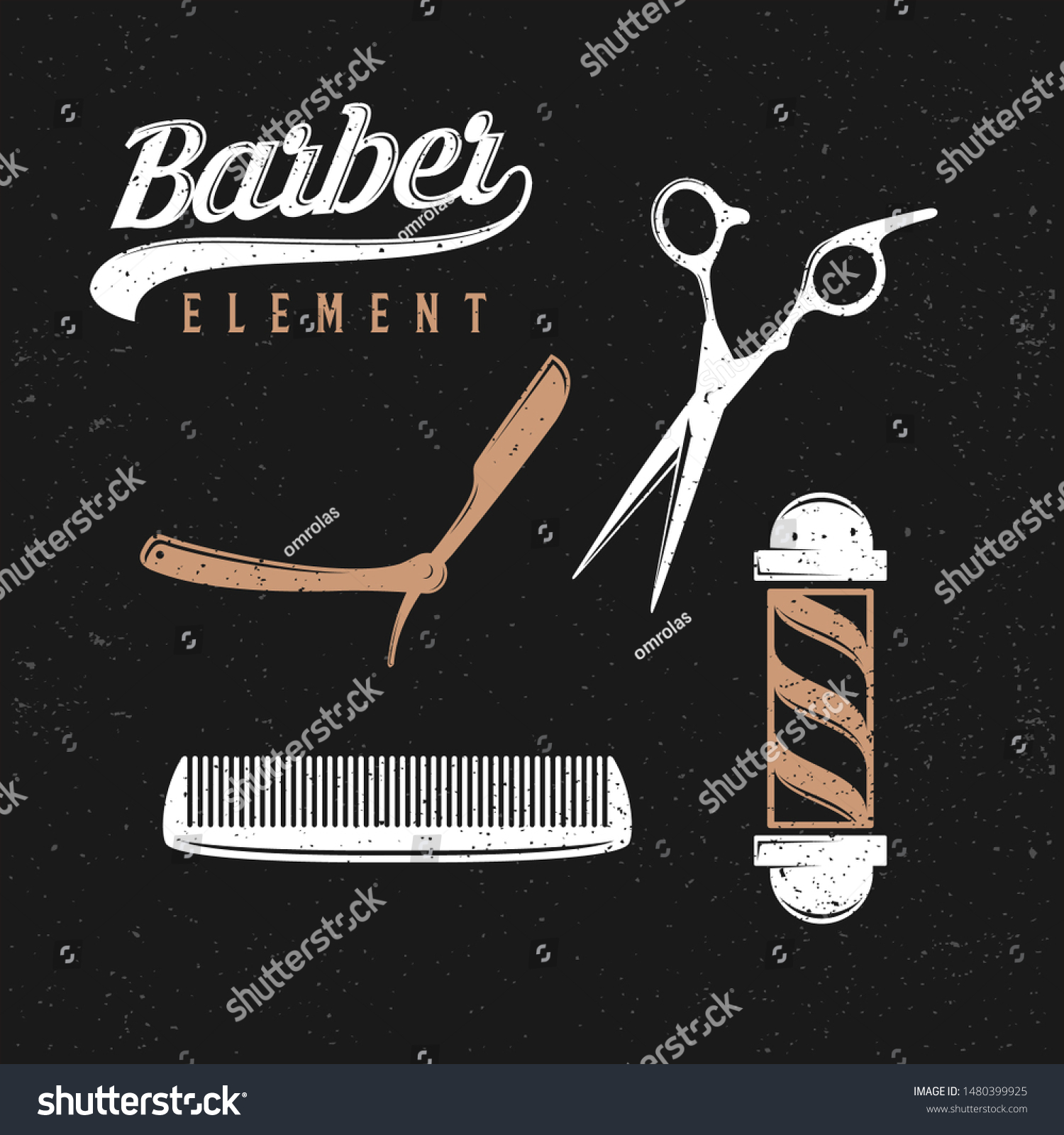 Graphic Element Barber Shop Logo Design Stock Vector (Royalty Free ...