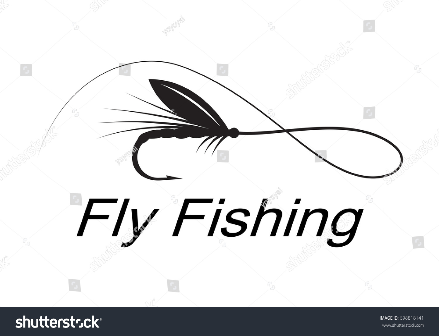 Graphic Fly Fishing Vector Stock Vector 698818141 ...
