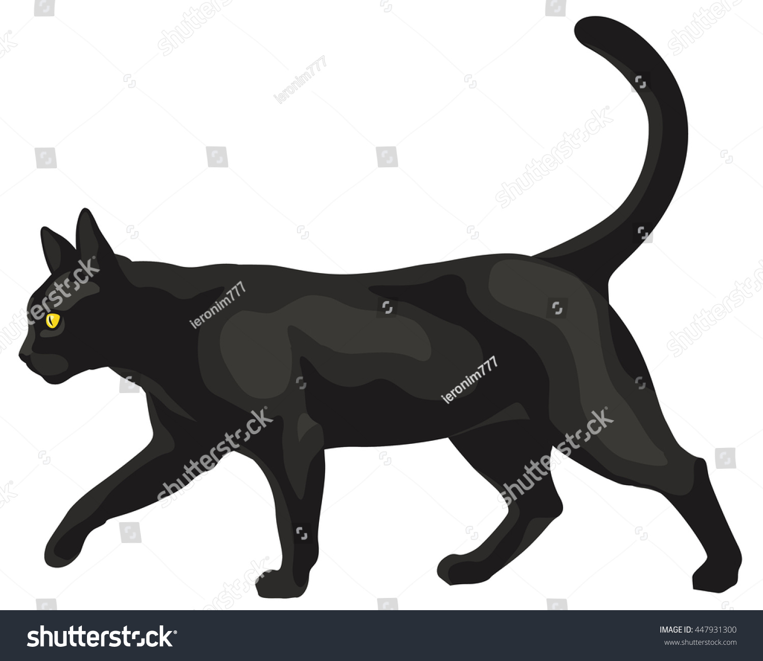 Graphic Illustration Black Cat Walking Stock Vector 447931300