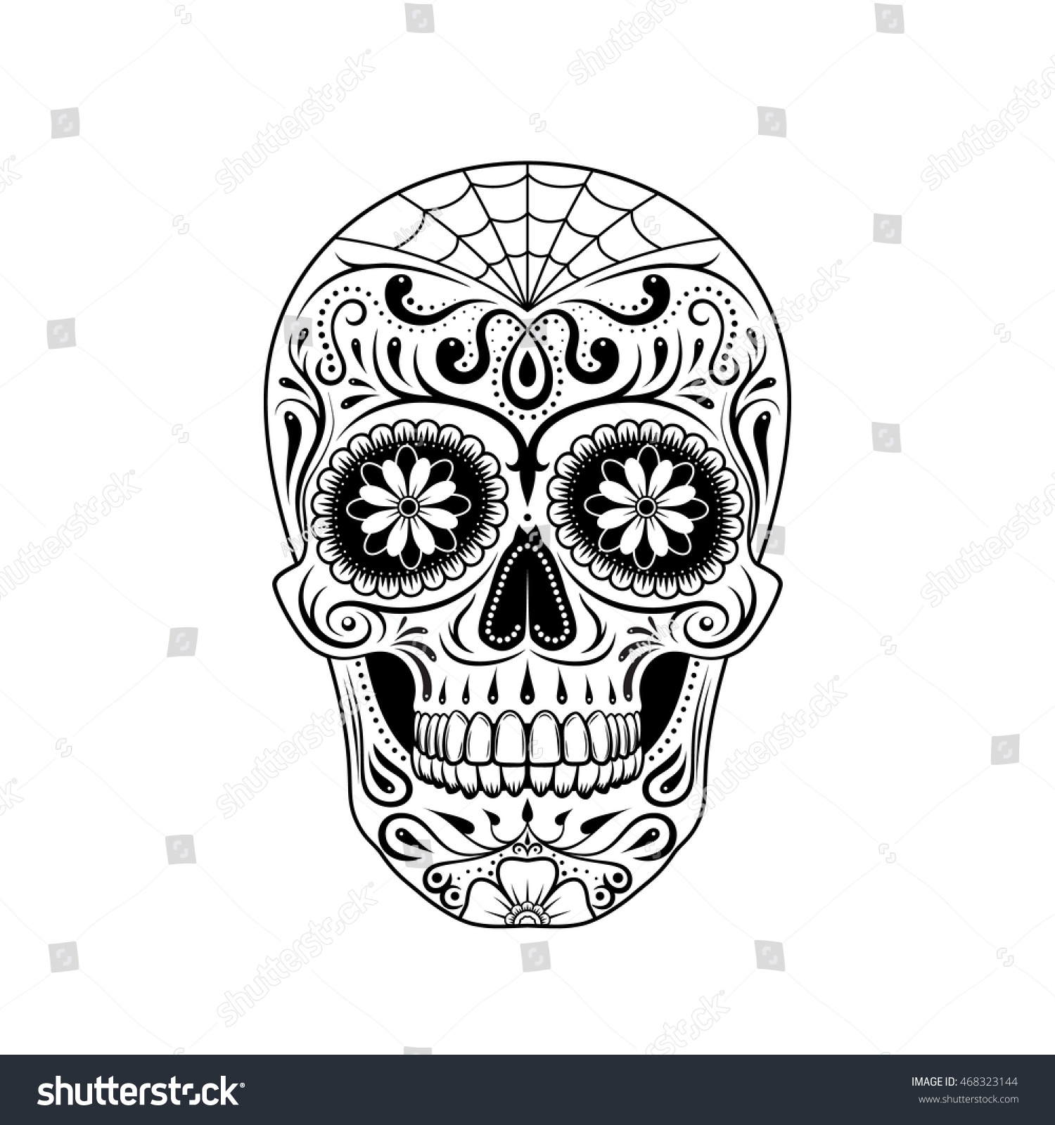 Graphic Illustration Sugar Skull Stock Vector 468323144 - Shutterstock